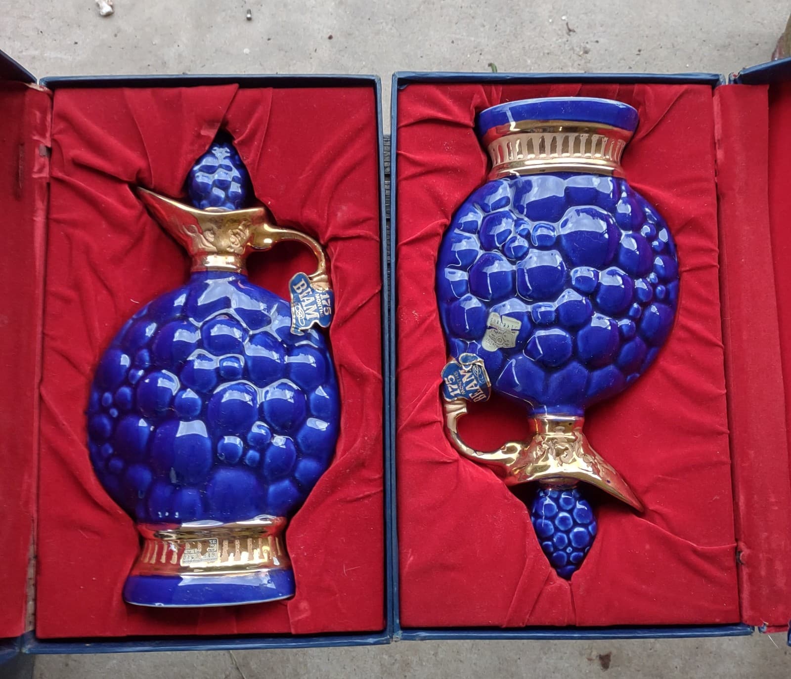 2 Jim Beam 175 Months Boxes Of Gold Cobalt Blue Decanters Liquor Bottles Empty - Thumbnail 2