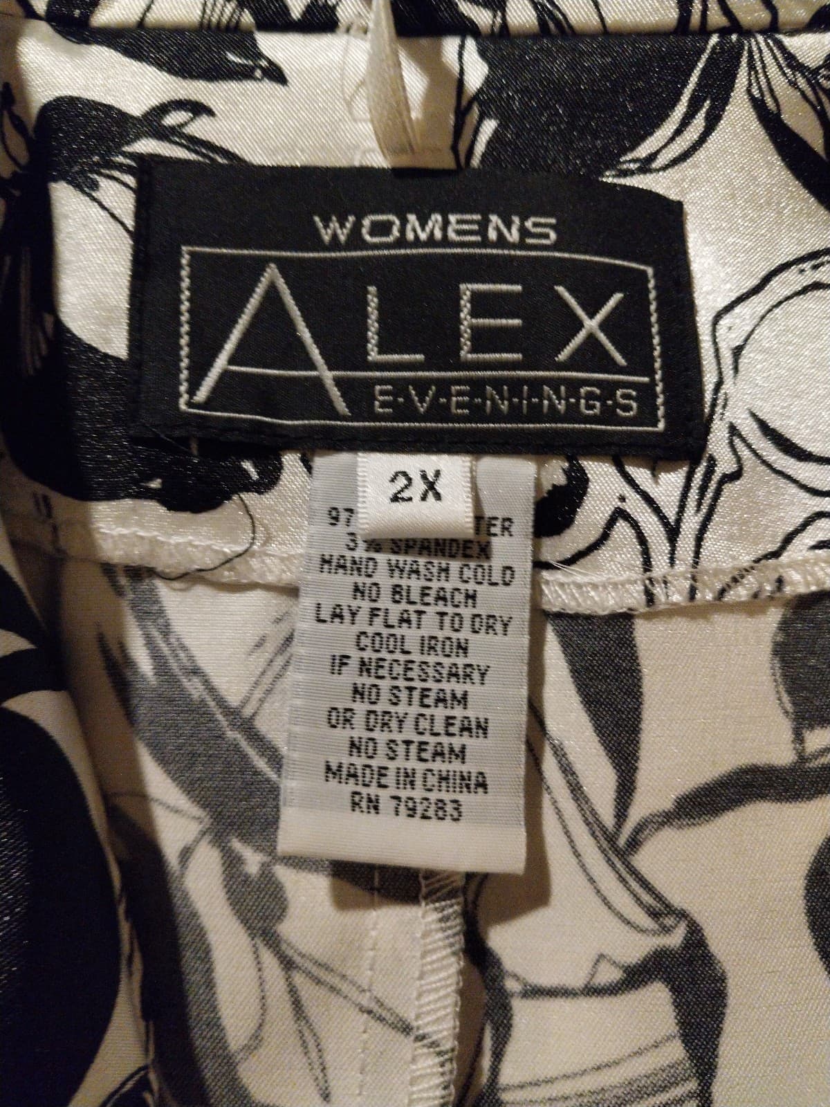 Alex Evenings, Womens Black & White Floral Top & Jacket. Size 2X - Thumbnail 5