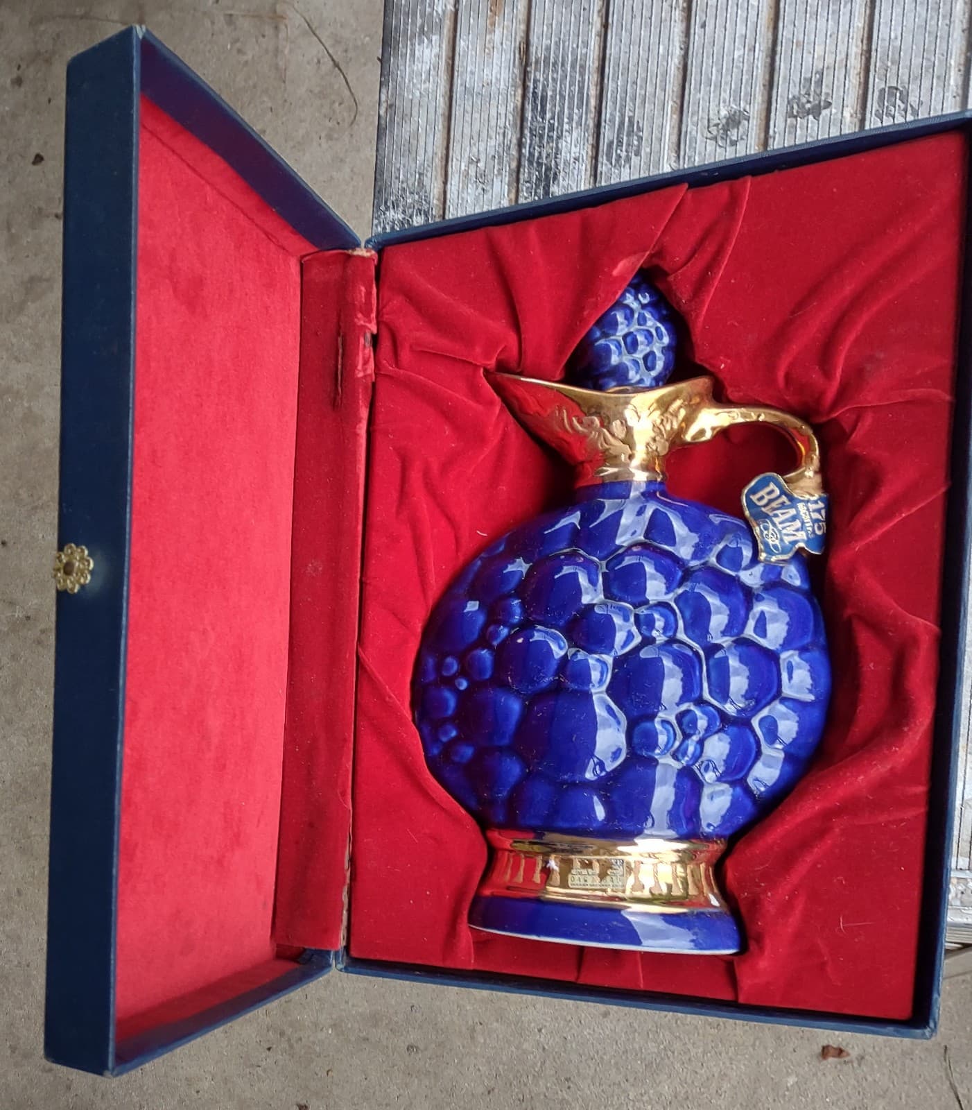 2 Jim Beam 175 Months Boxes Of Gold Cobalt Blue Decanters Liquor Bottles Empty - Thumbnail 3