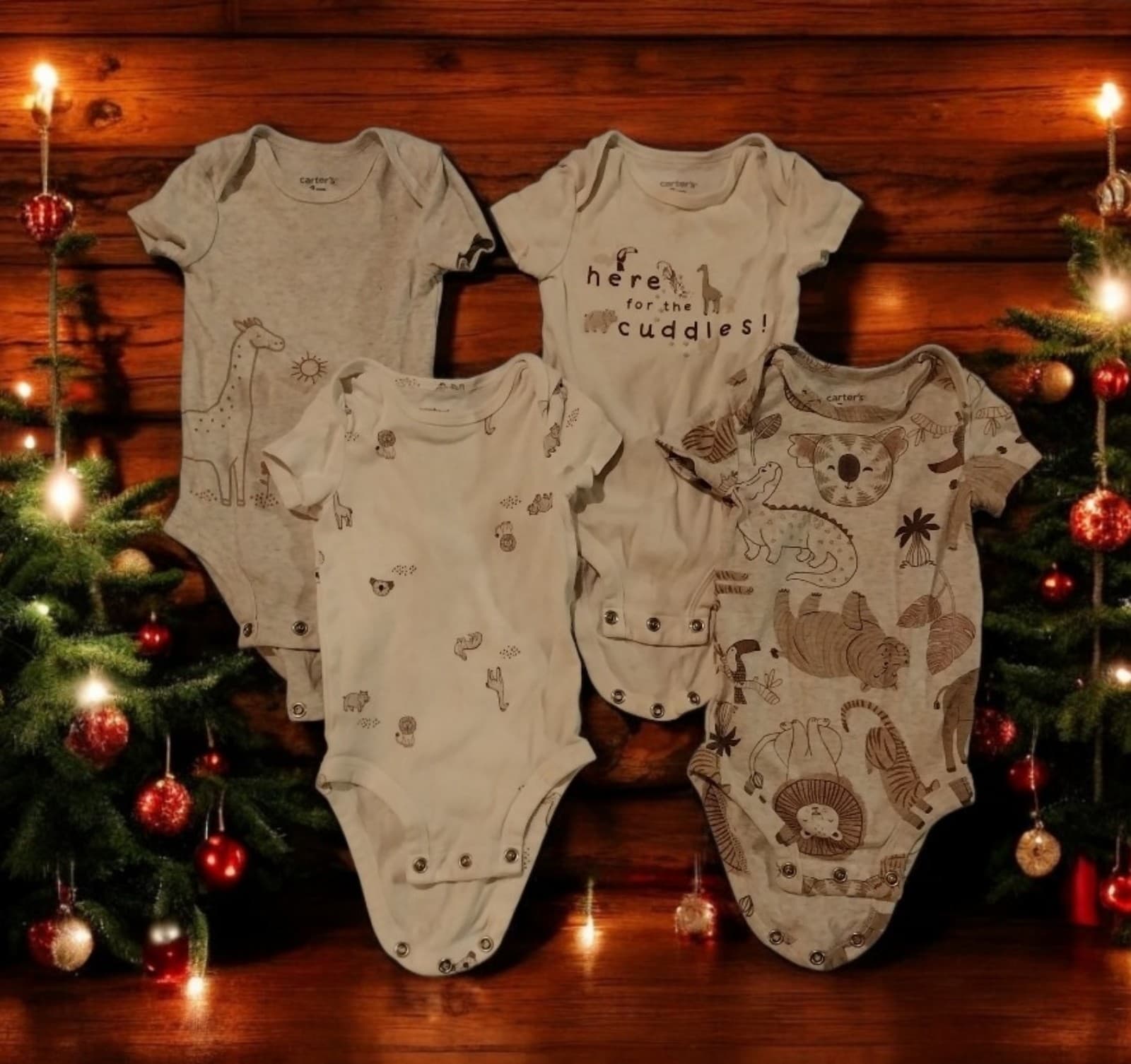 Carter's 4 Baby Boy or Baby Girl Safari Short-Sleeve Bodysuits. Size 3 Months - Image 1