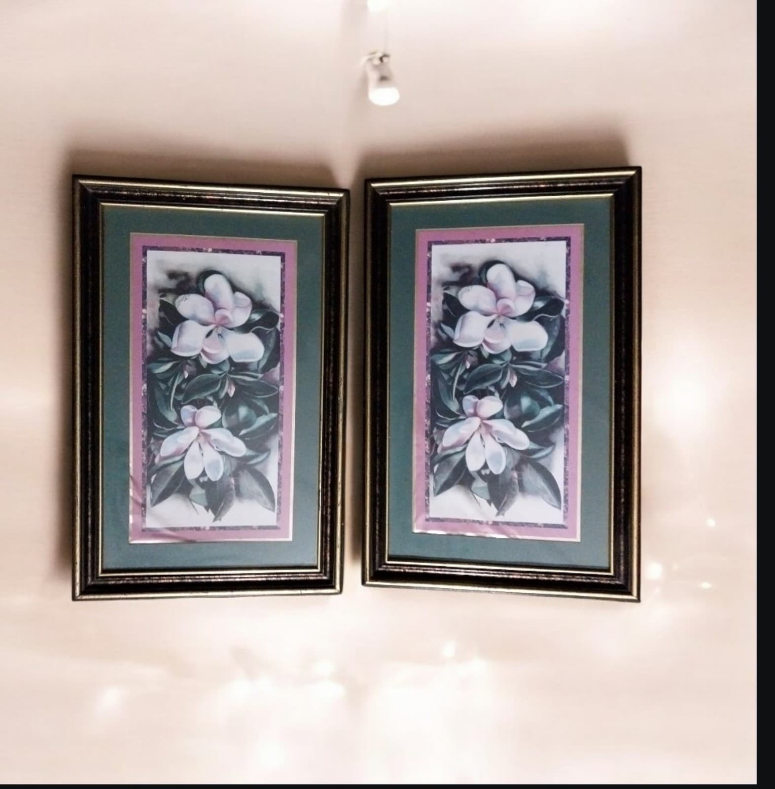 2 Home Interiors Magnolia Flower Framed Pictures - Image 1