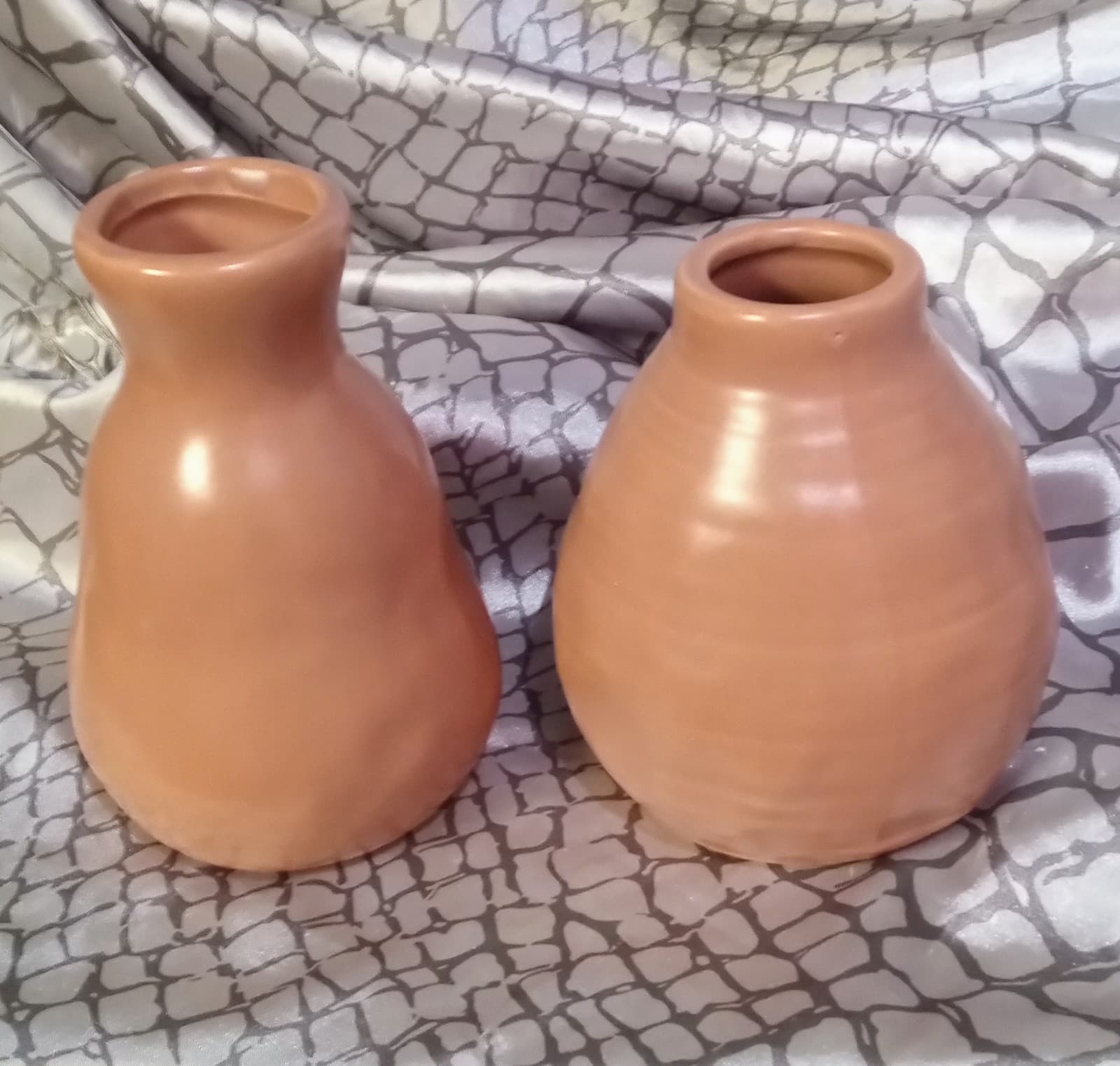 Vintage Set of 2 Shaped Terracotta Vases - Image 1