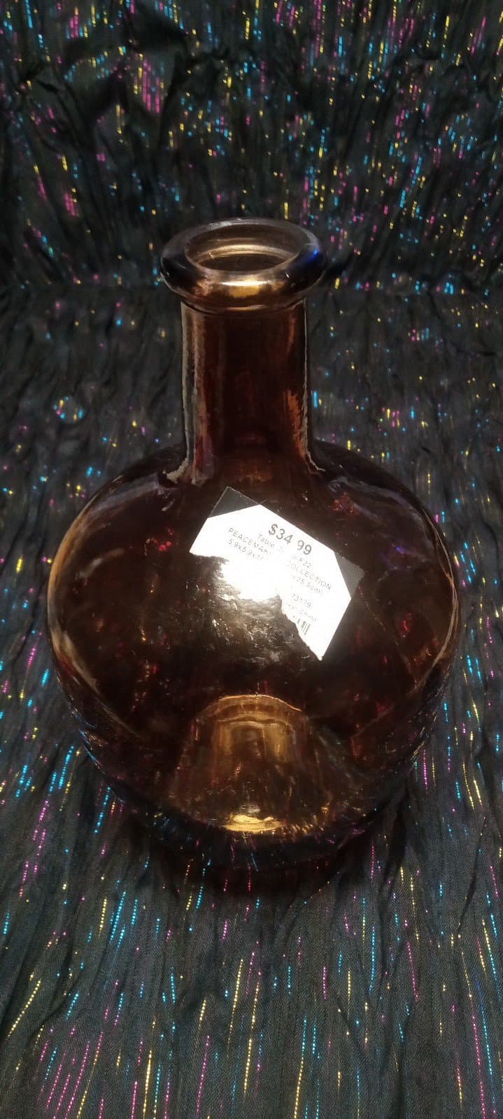Amber Glass Bottle. 10" Tall - Image 1
