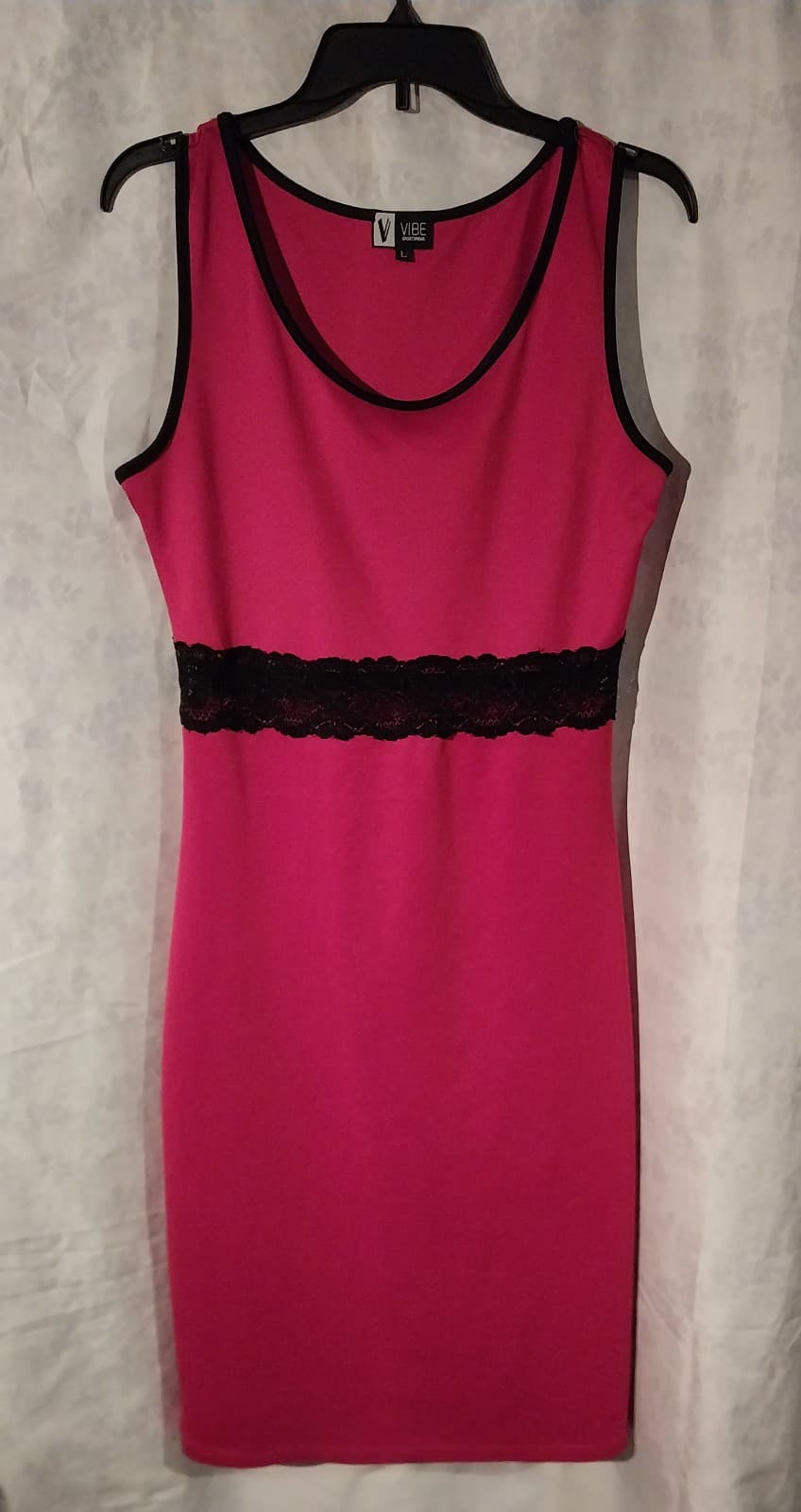 Vibe SportsWear Red Dress with Black Lace Through Waistline - Image 1