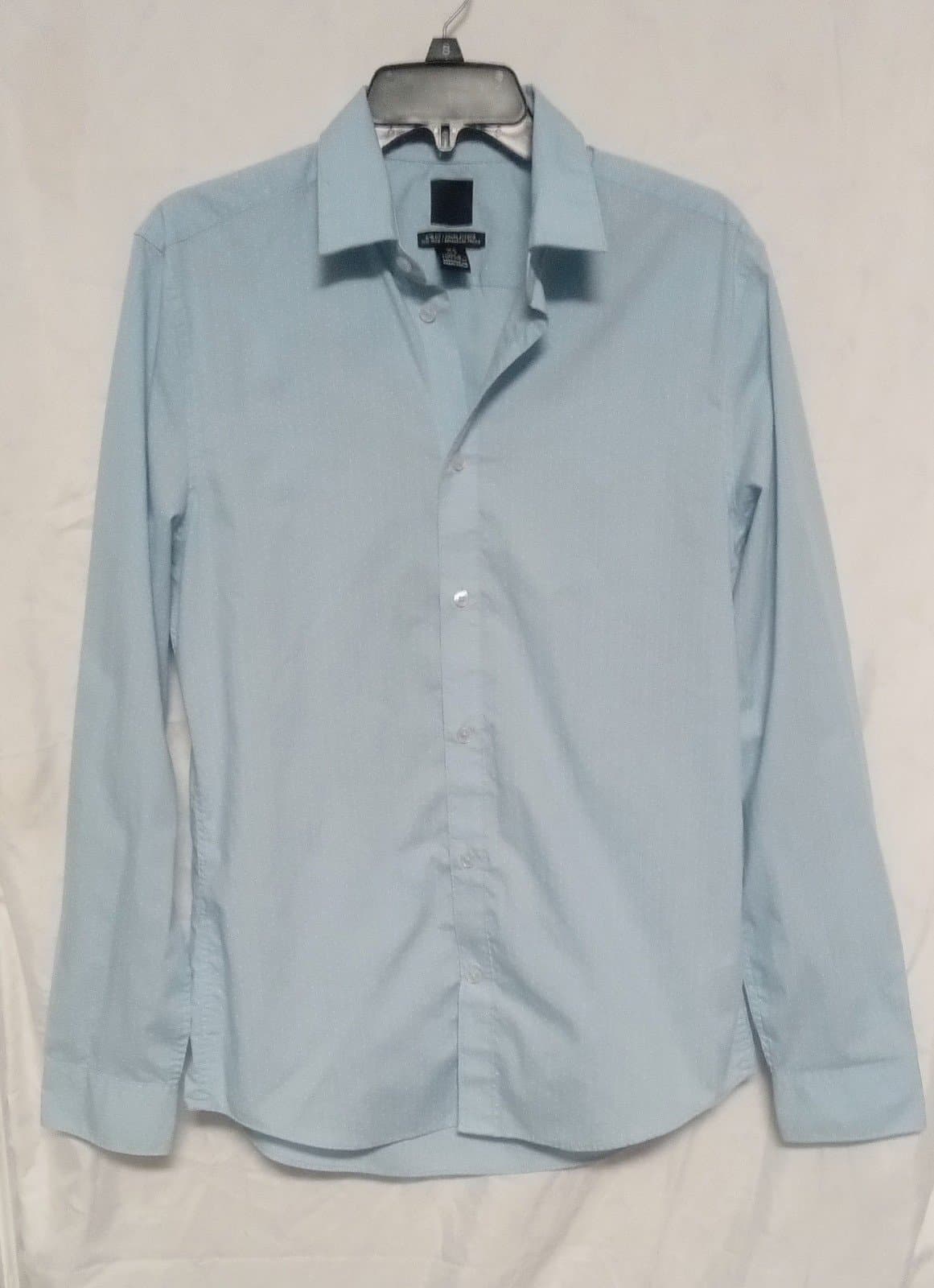 H&M Slim Fit Pima Cotton Shirt. Color: Baby Blue - Thumbnail 2