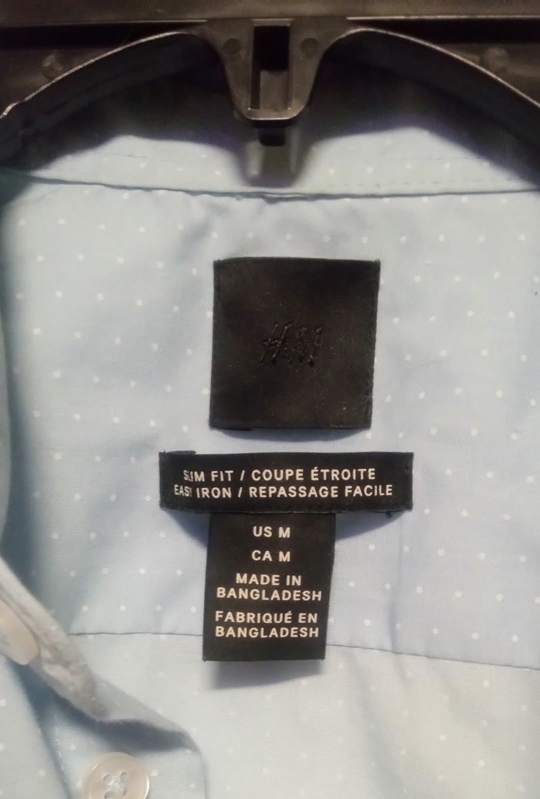 H&M Slim Fit Pima Cotton Shirt. Color: Baby Blue - Thumbnail 3