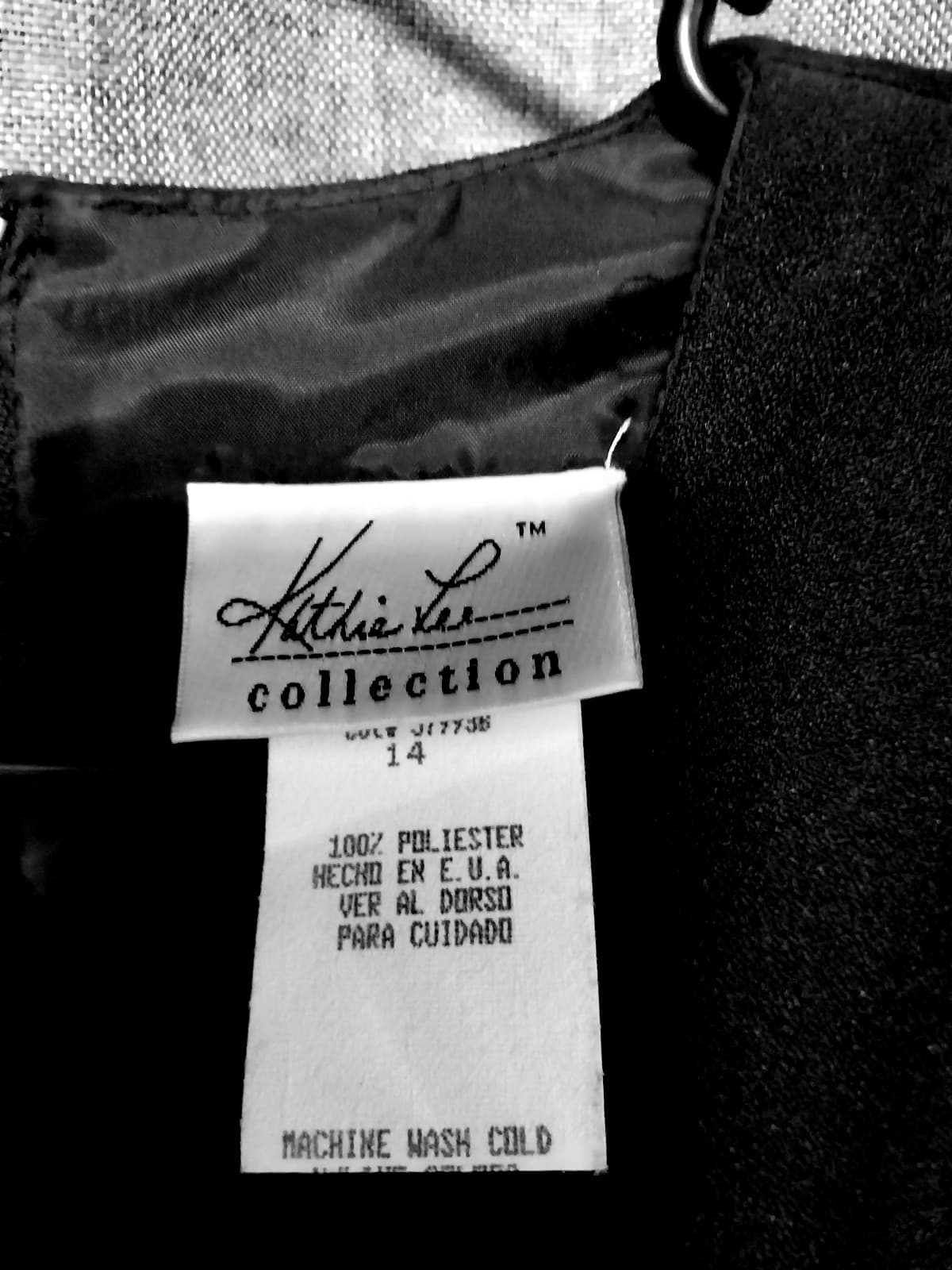 kathie lee collection black dress size Large 12 100% Polyester Fully Lined - Thumbnail 2
