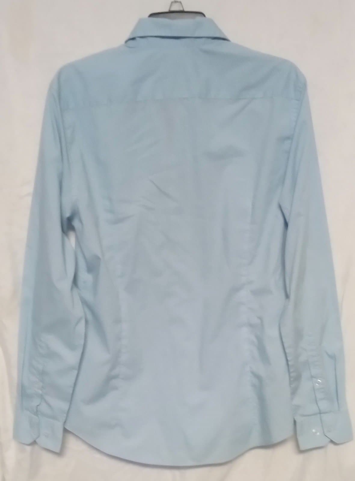 H&M Slim Fit Pima Cotton Shirt. Color: Baby Blue - Thumbnail 4