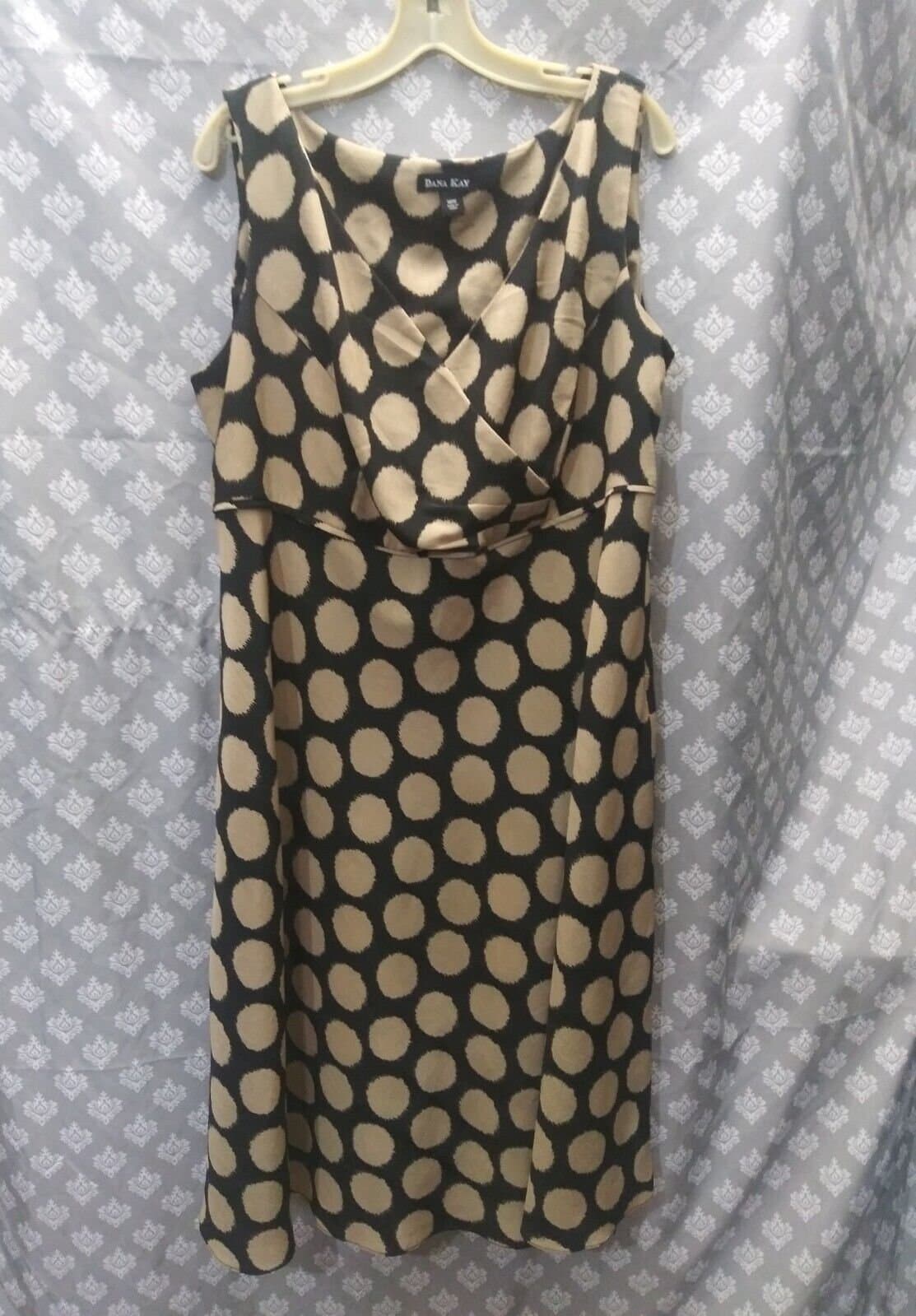 Dana Kay Womens A Line Polka Dot Dress, Satin Finish, Sleeveless, Size 18 - Image 1
