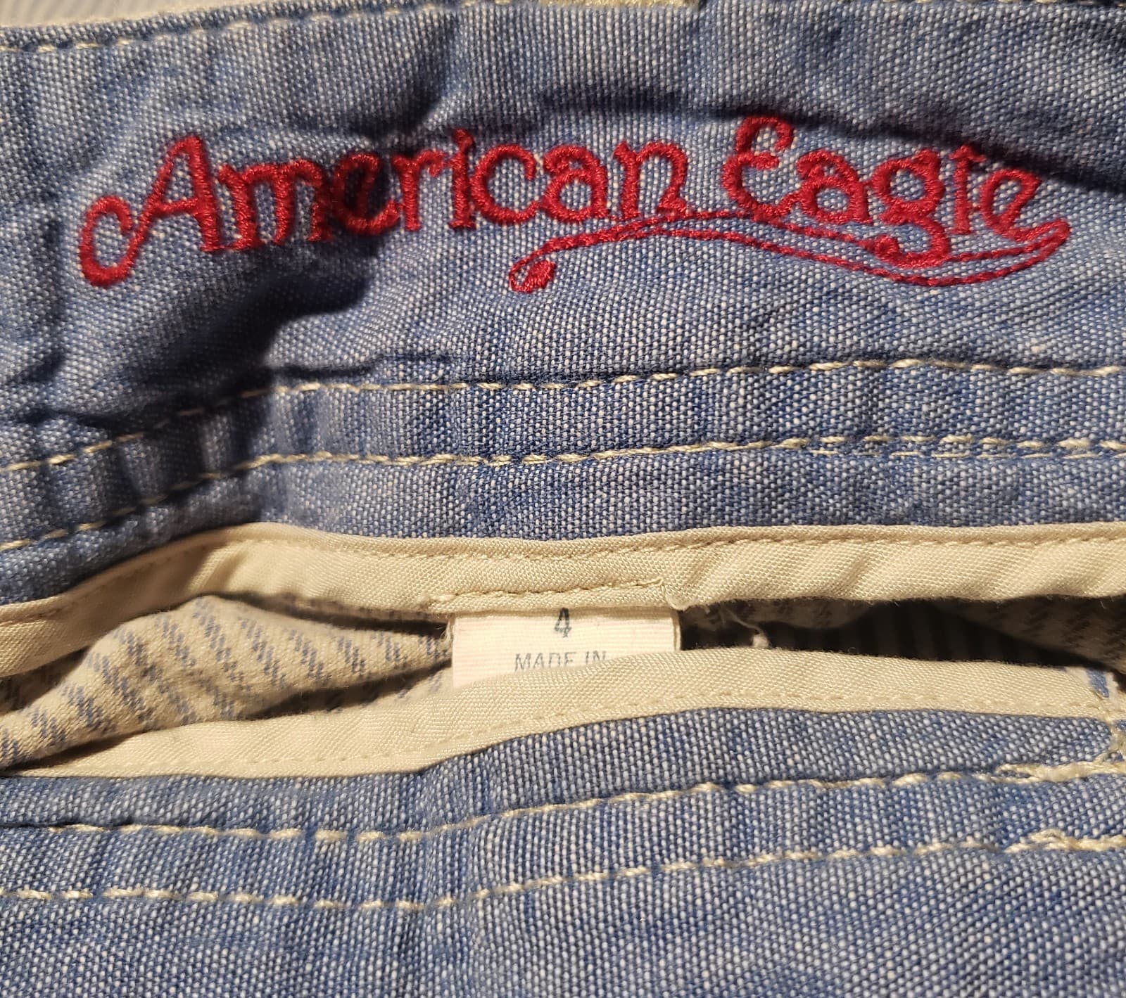 American Eagle Blue Ticking Striped Mini Cargo Skirt Women Size 4 - Thumbnail 3