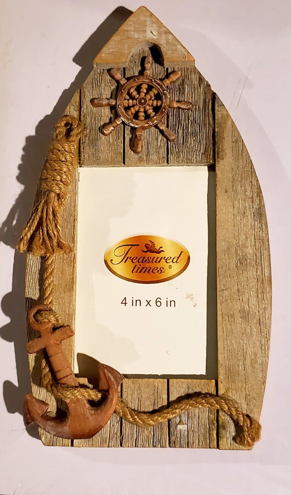 Puzzled CoTa Global Baja Boat Frame - 4x6 Beige Distressed Wood Photo Frame - Image 1