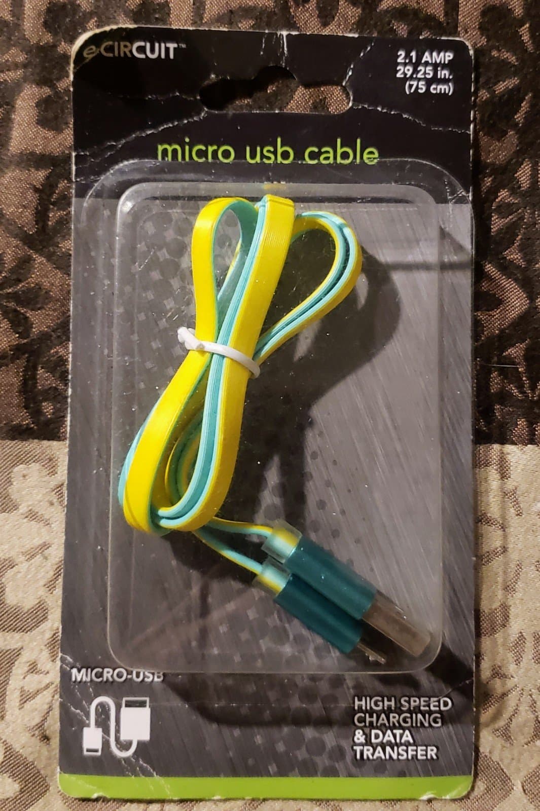 Android Blue & Yellow Micro USB Cable - Image 1