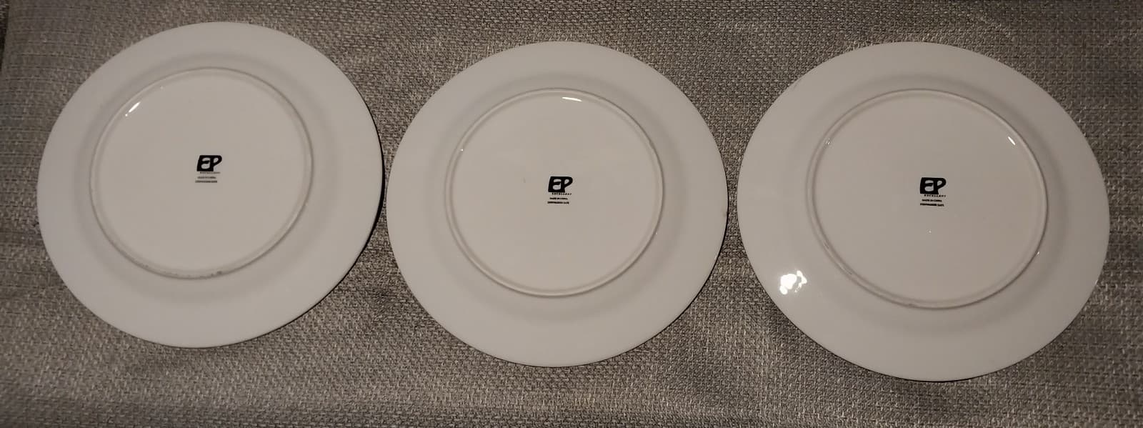 3 White China Dinnerware with gold bands. 3 EP Excellent Plates. 10.5" - Thumbnail 2