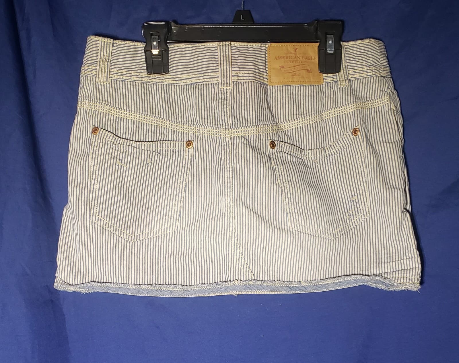 American Eagle Blue Ticking Striped Mini Cargo Skirt Women Size 4 - Thumbnail 2