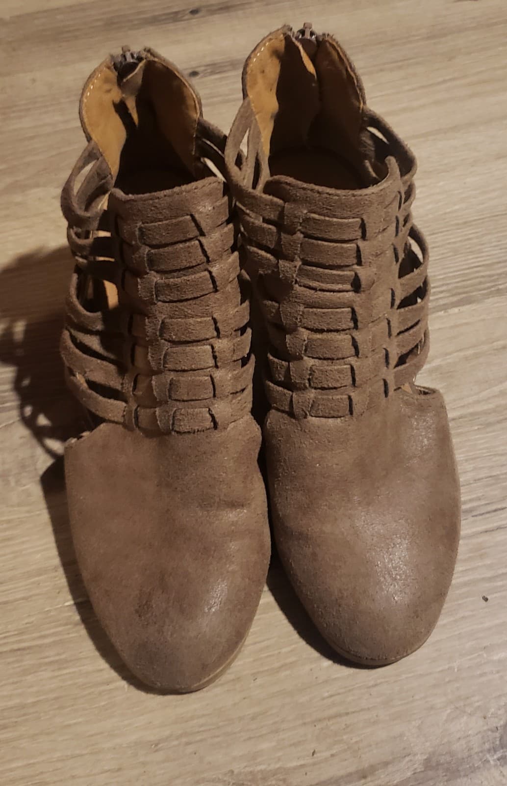 Ankle Boots - Tan Suede like material. Size 7.5 - Image 1
