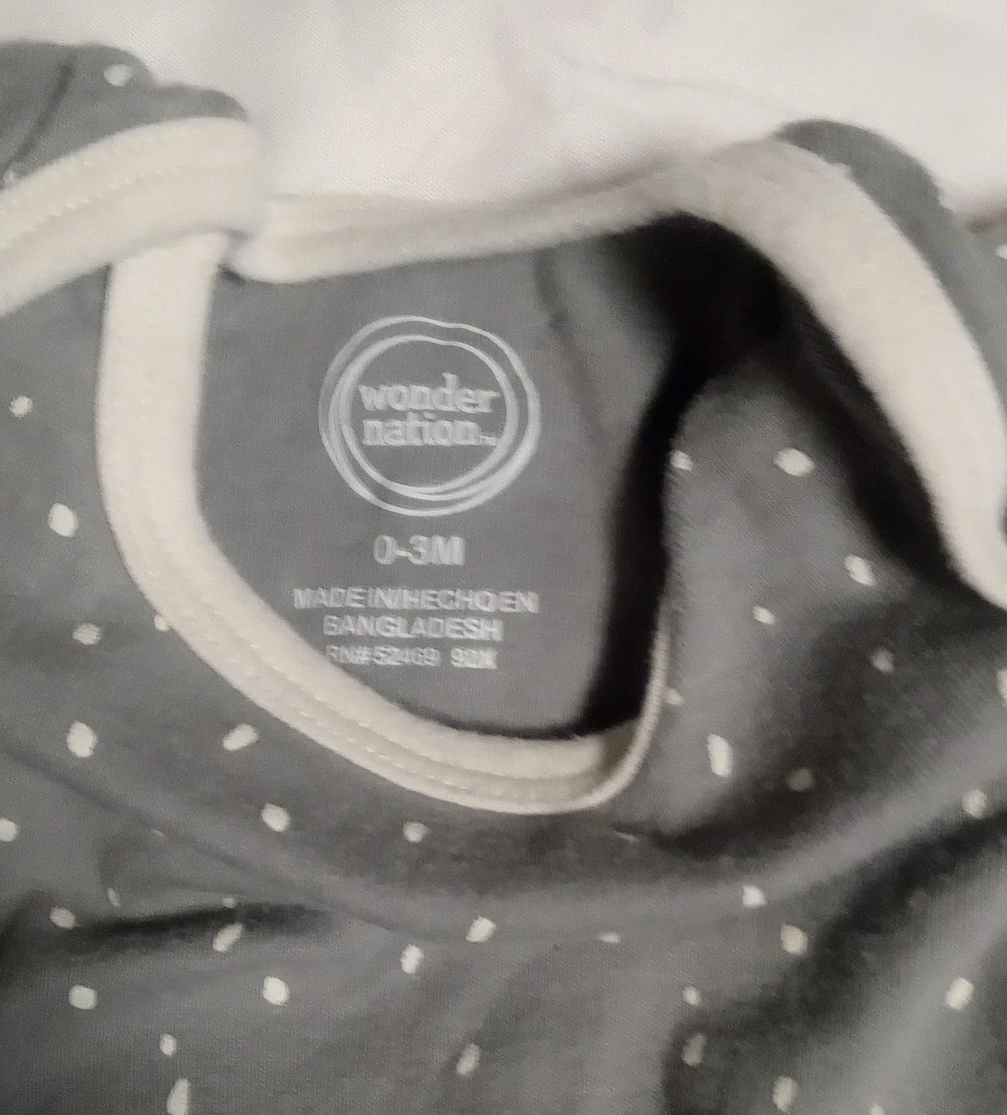 Wonder Nation Grey & White Onesie. 0-3 months - Thumbnail 2