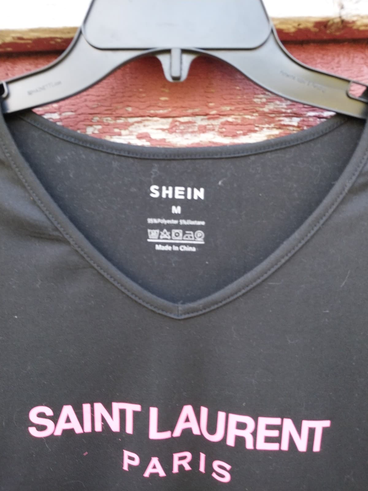 Shein. "Saint Laurent Paris" Black T-Shirt - Thumbnail 3