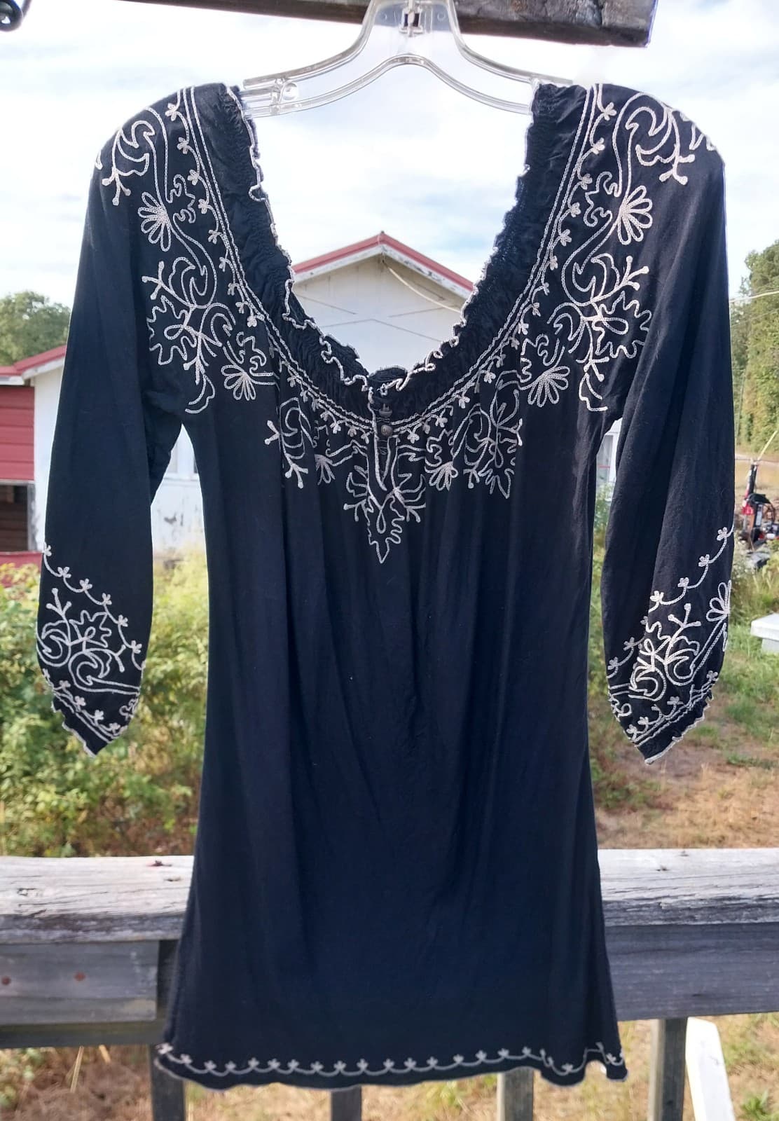 Lucky Brand Tunic Dress Womens S Black Embroidered. Size Small - Image 1