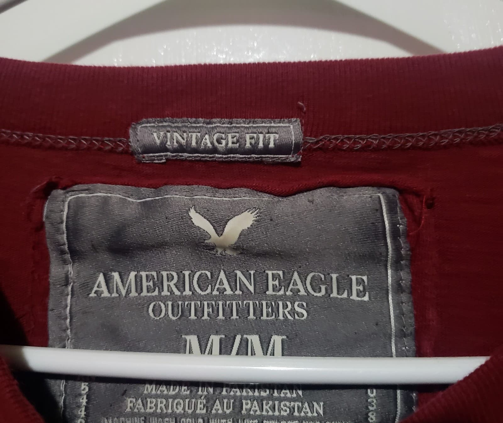 American Eagle Maroon Casual Long Sleeved Shirt - Vintage Fit - Thumbnail 2