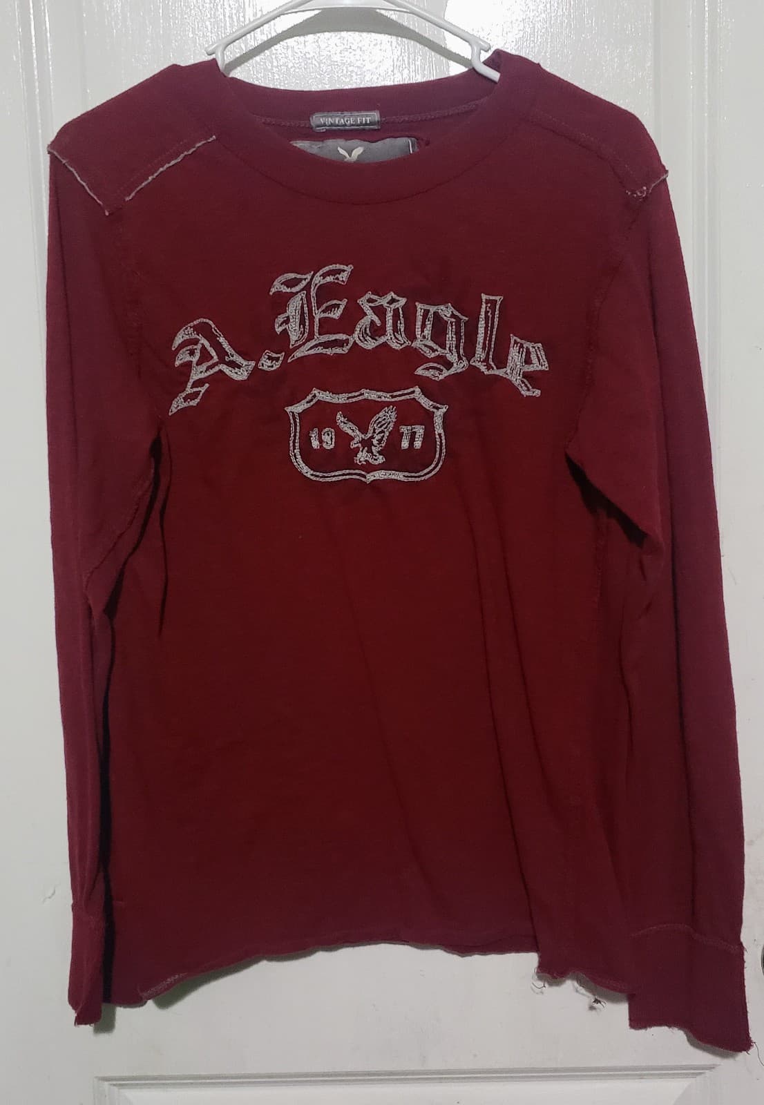 American Eagle Maroon Casual Long Sleeved Shirt - Vintage Fit - Image 1