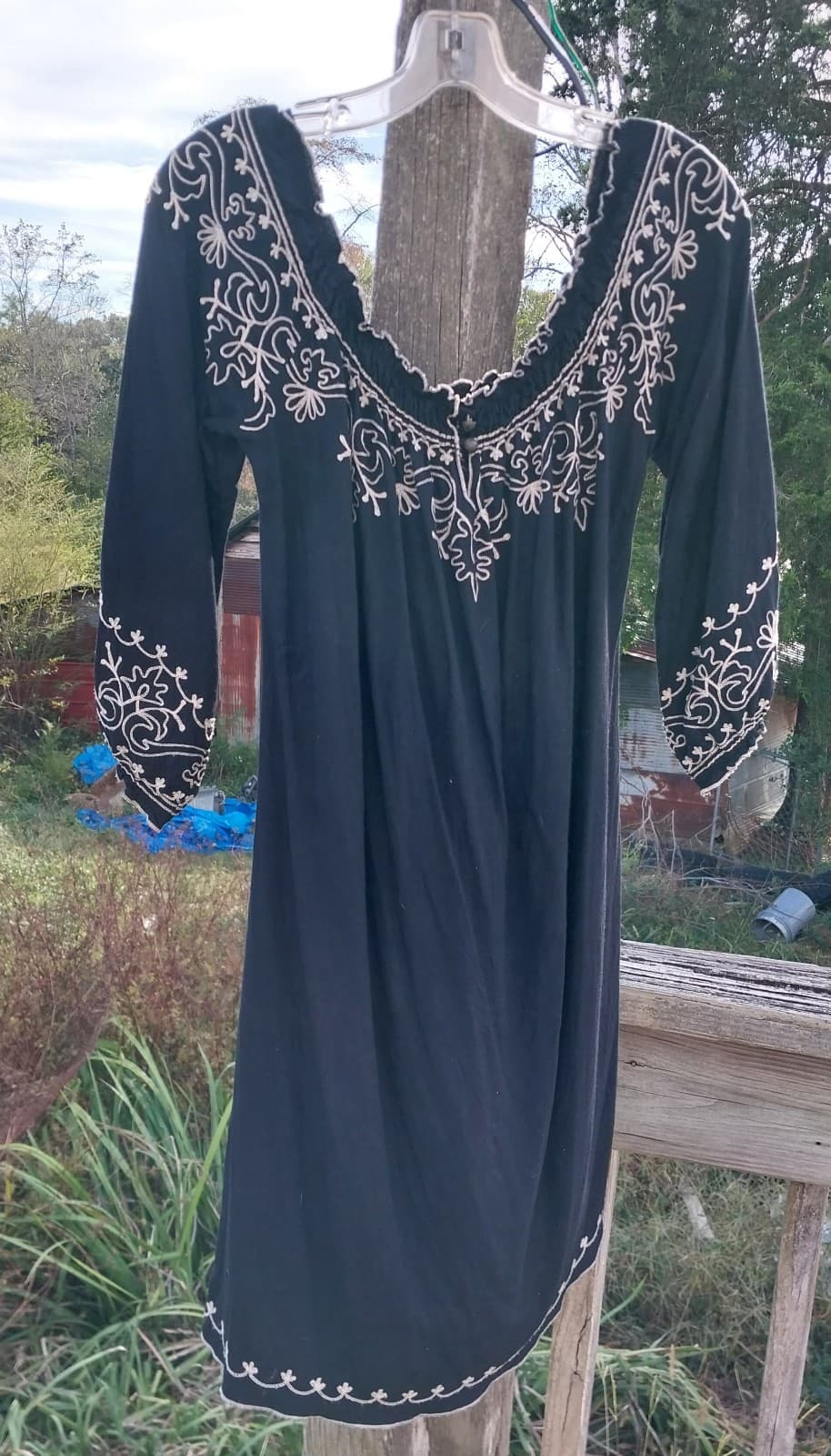 Lucky Brand Tunic Dress Womens S Black Embroidered. Size Small - Thumbnail 3