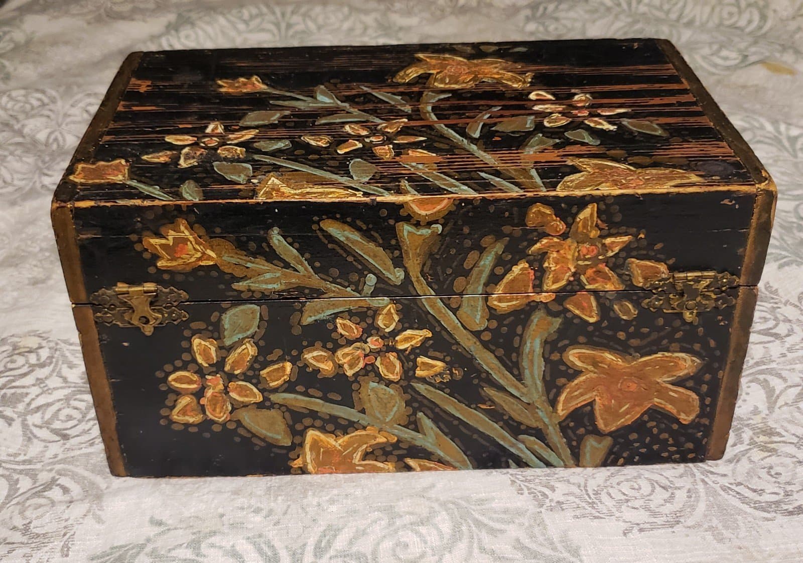 Antique Painted Wooden Box - Image 1