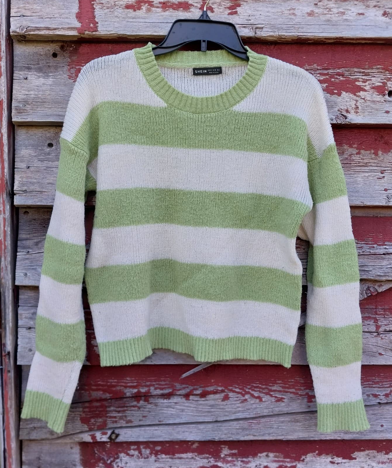SHEIN Essnce Color-Block Striped Long Sleeve Pullover Sweater. Size Medium - Image 1
