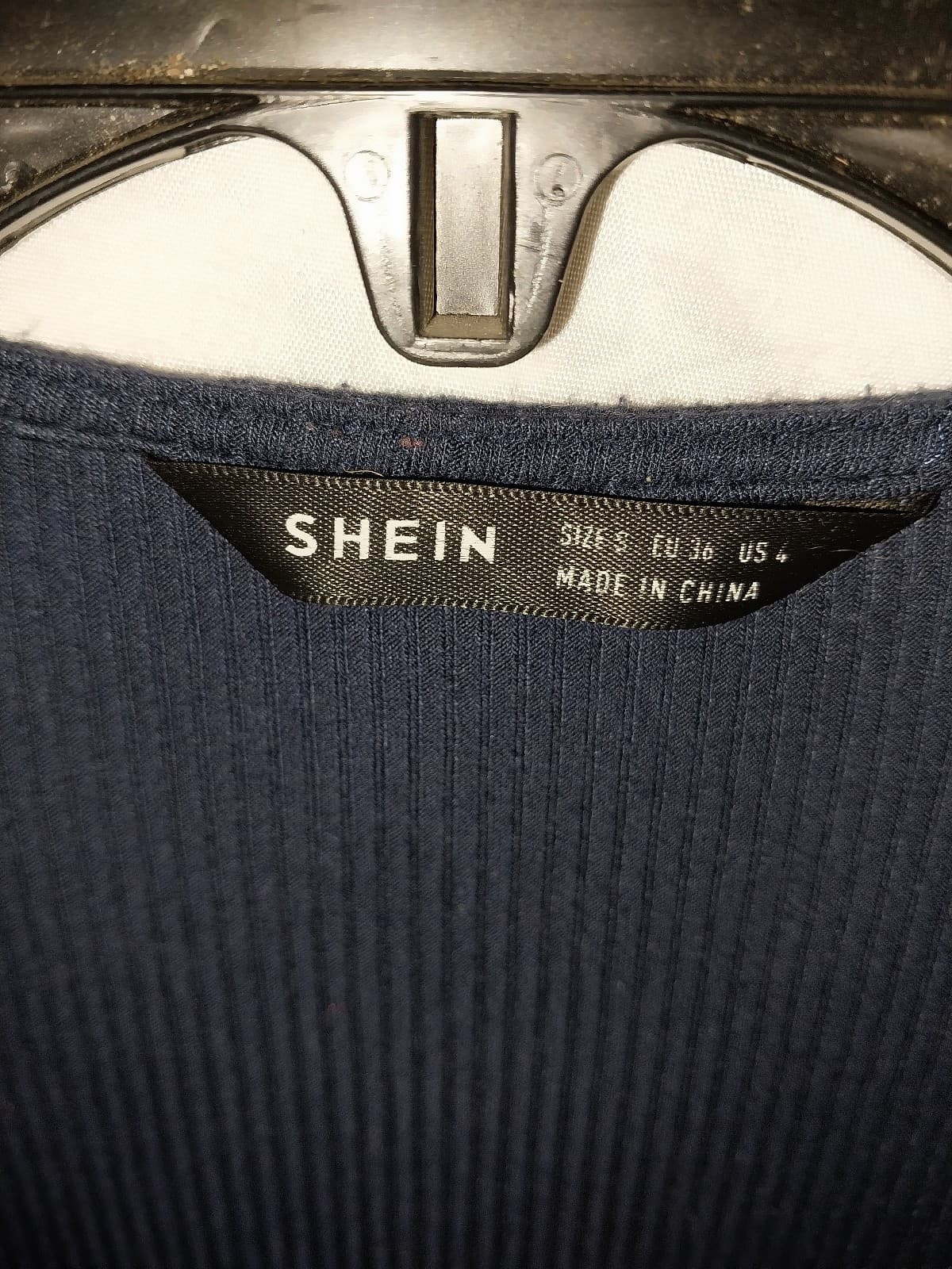 Shein V-Neck Long Sleeve Wide Rib Long Cardigan Midnight Blue/Buttons - Thumbnail 4