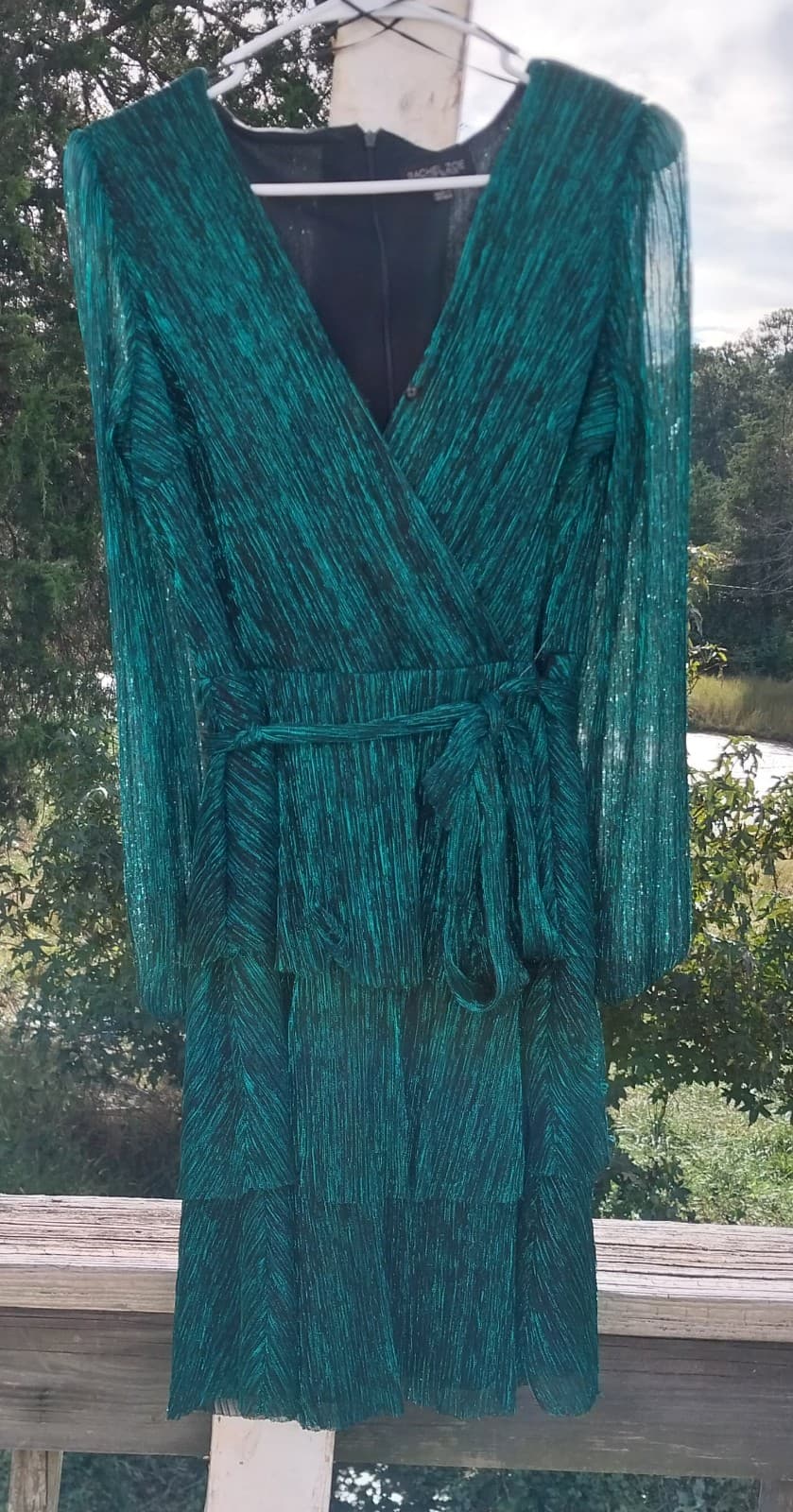 Rachel Zoe Metallic Green Dress Fairy. Size Small - Thumbnail 4
