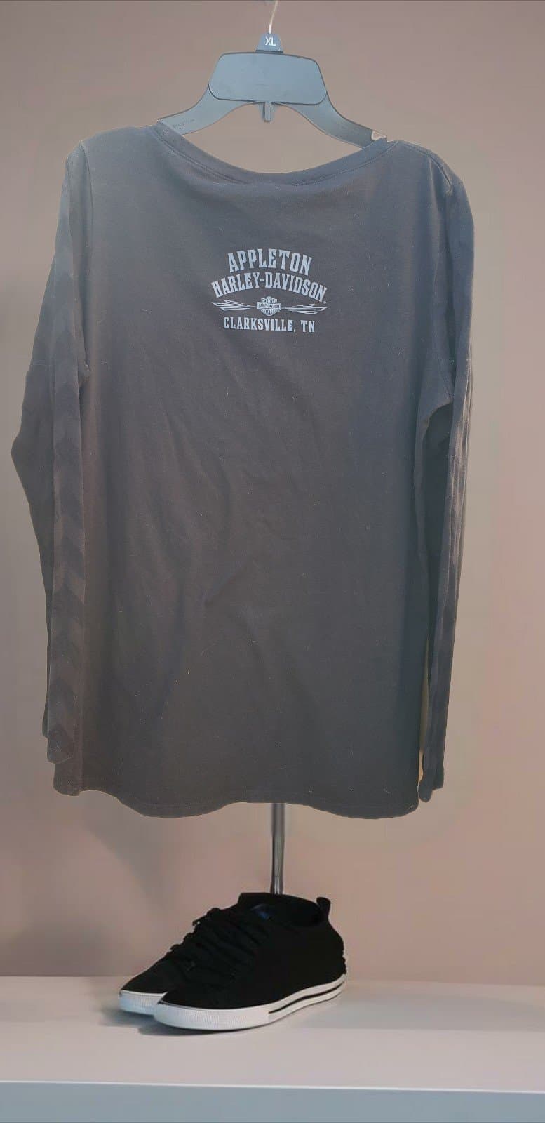 Harley-Davidson Women's Side Styles Notched High-Low Long Sleeve Shirt - Black - Thumbnail 2