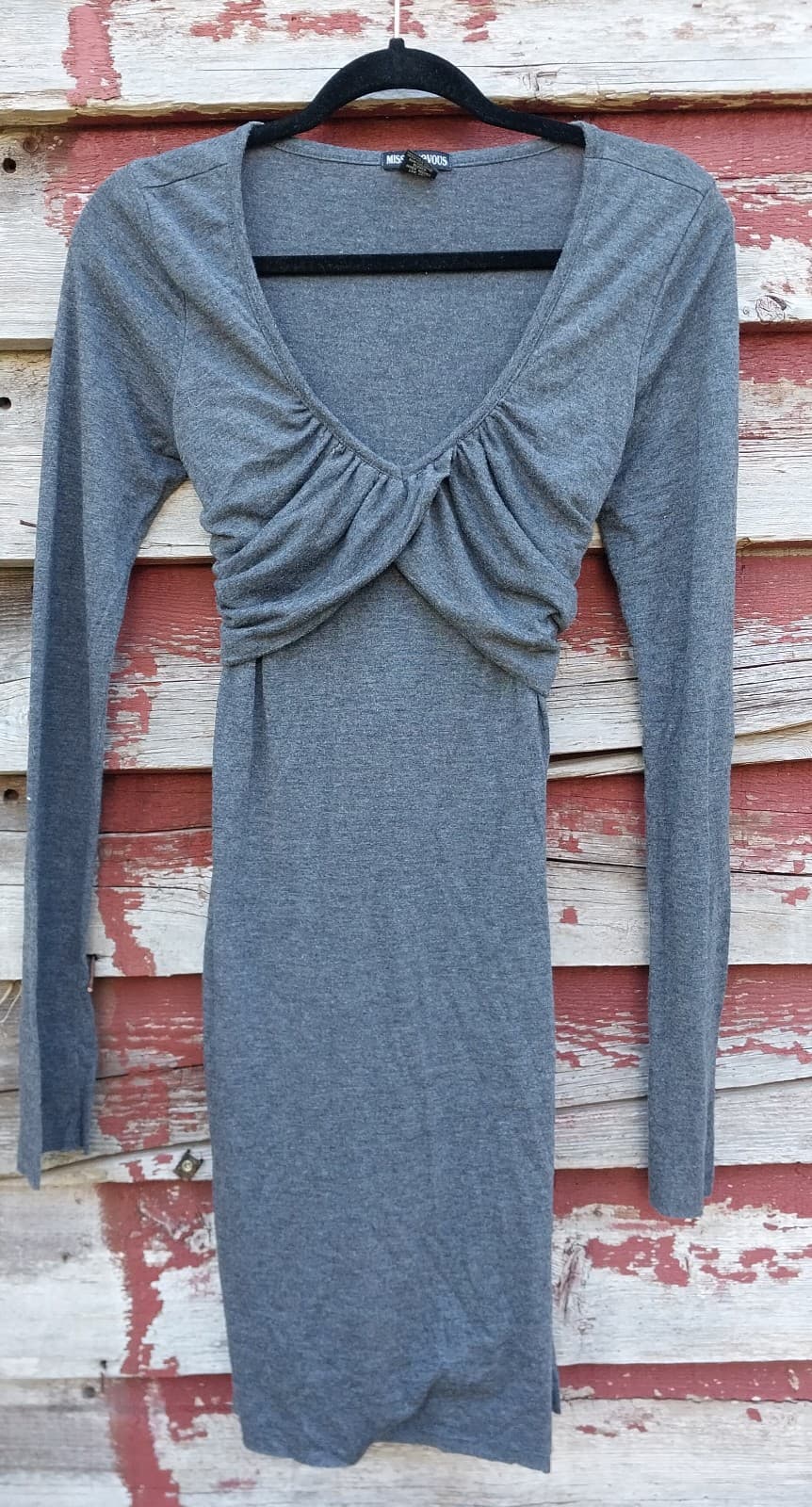 Miss Chievous Grey Knee Length Dress. Ties In The Back. Size Medium - Image 1