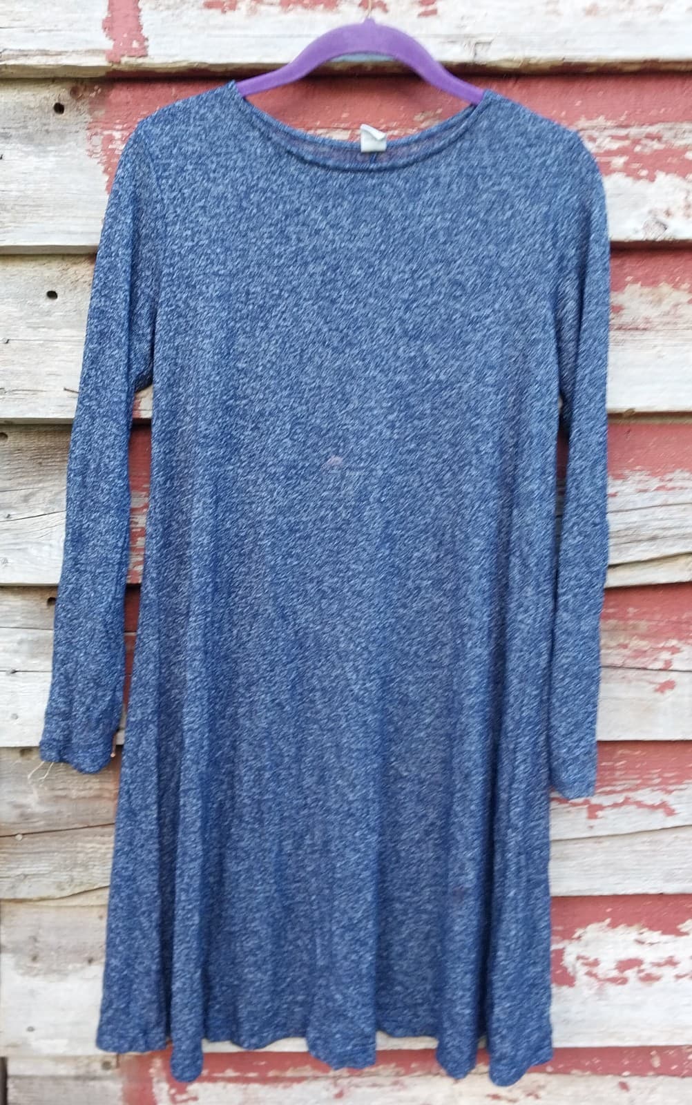 Old Navy Blue Plush Long Sleeve, Knee Length Swing Dress Size XS - Image 1