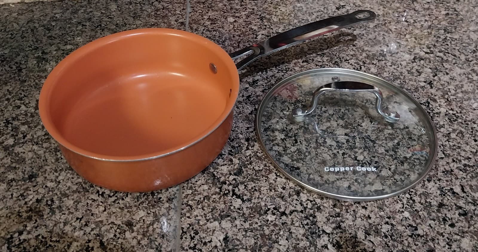 Copper Cook 7.5" Sauce Pan with Clear Lid Long Handle - Thumbnail 3