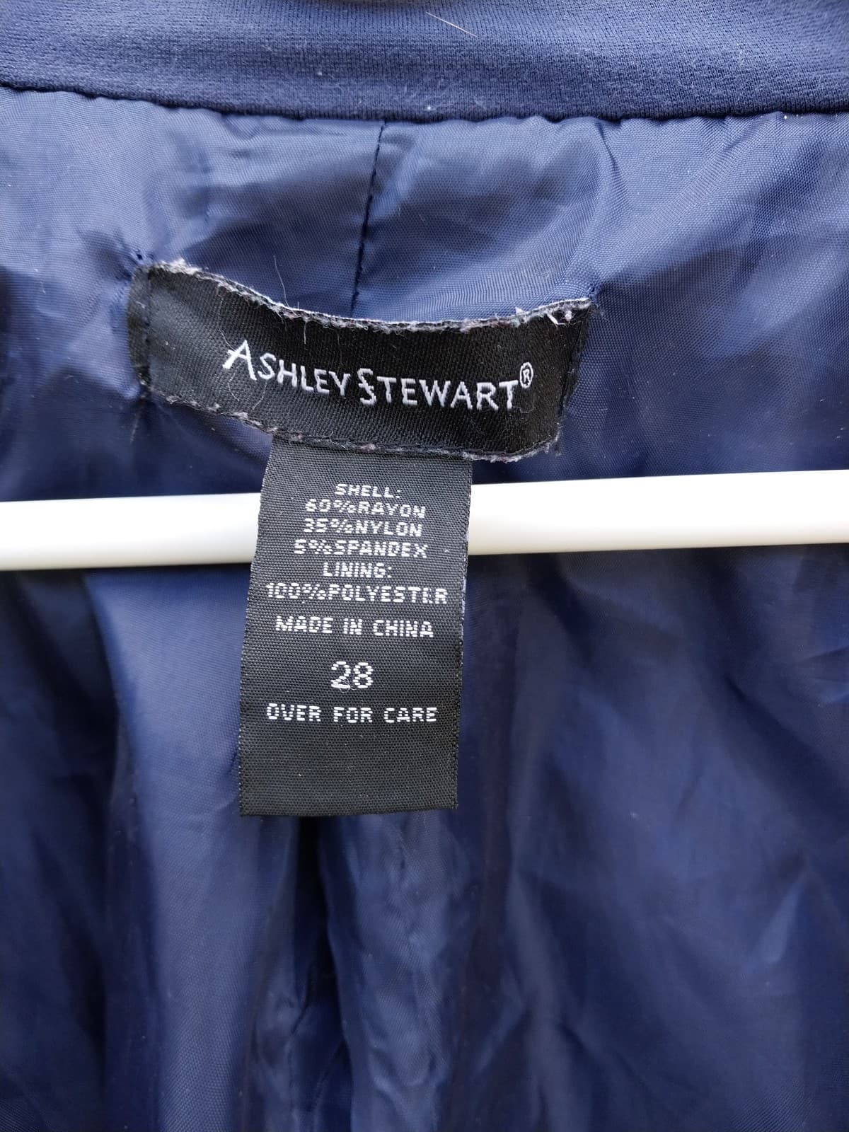 Ashley Stewart Women Blue Solid Rayon Long Sleeve Blazer Size 28 - Thumbnail 3