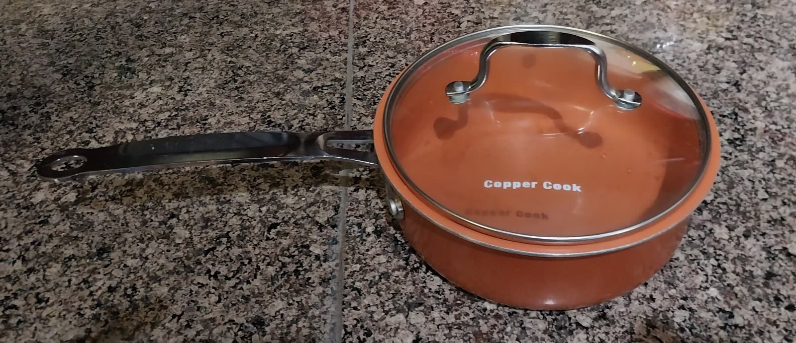 Copper Cook 7.5" Sauce Pan with Clear Lid Long Handle - Image 1