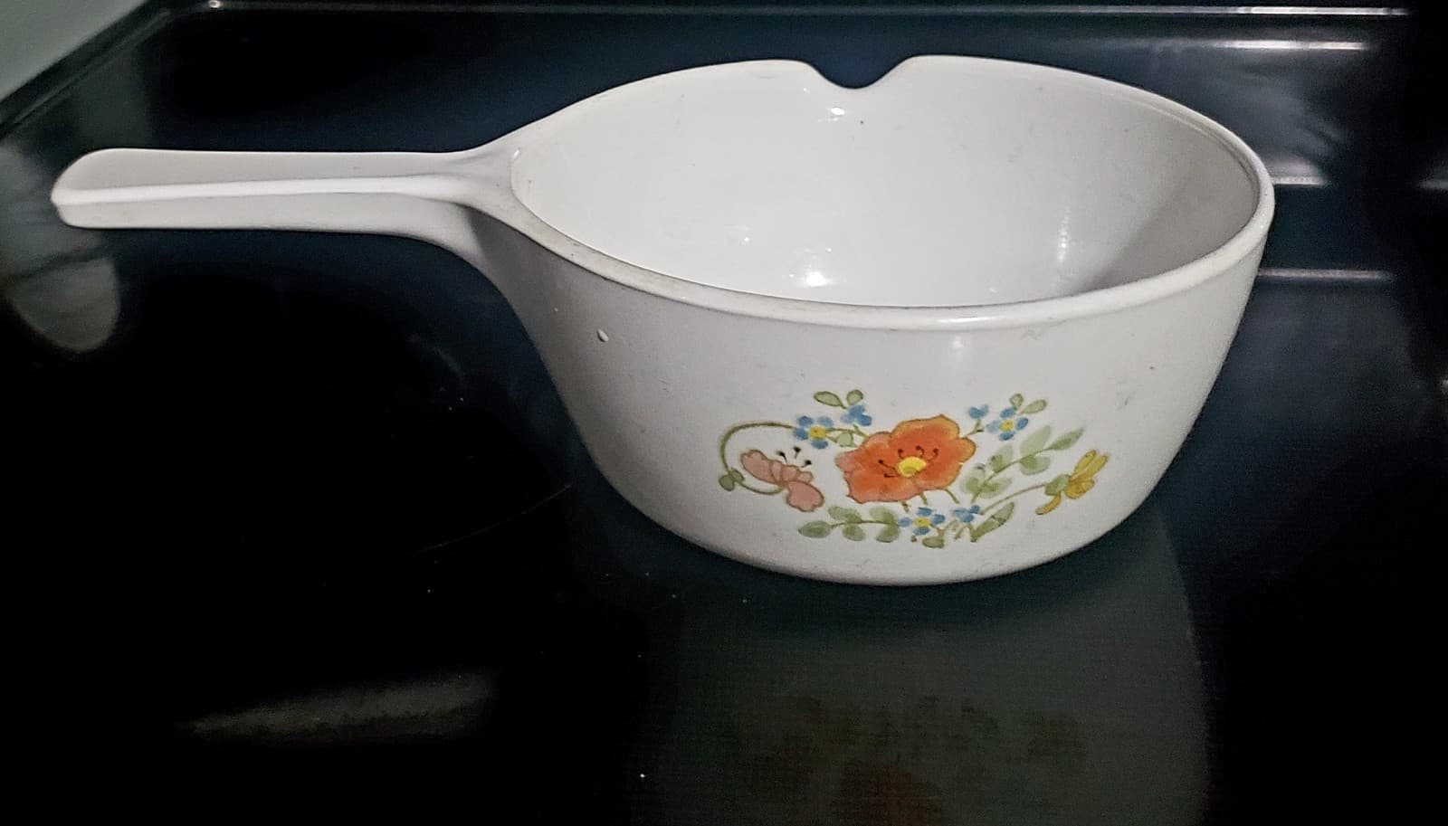 Corning Ware 2 1/2 Cup Pour-Spout Sauce Pan Poppy Flower - Thumbnail 2
