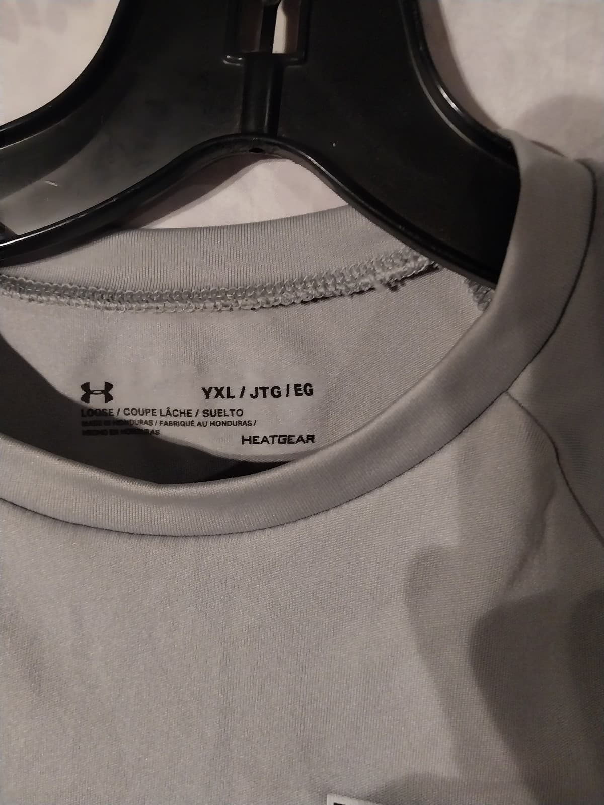 UNDER ARMOUR Boys Kids Logo Athletic T-Shirt Youth Size XL Gray Basketball Fit - Thumbnail 2