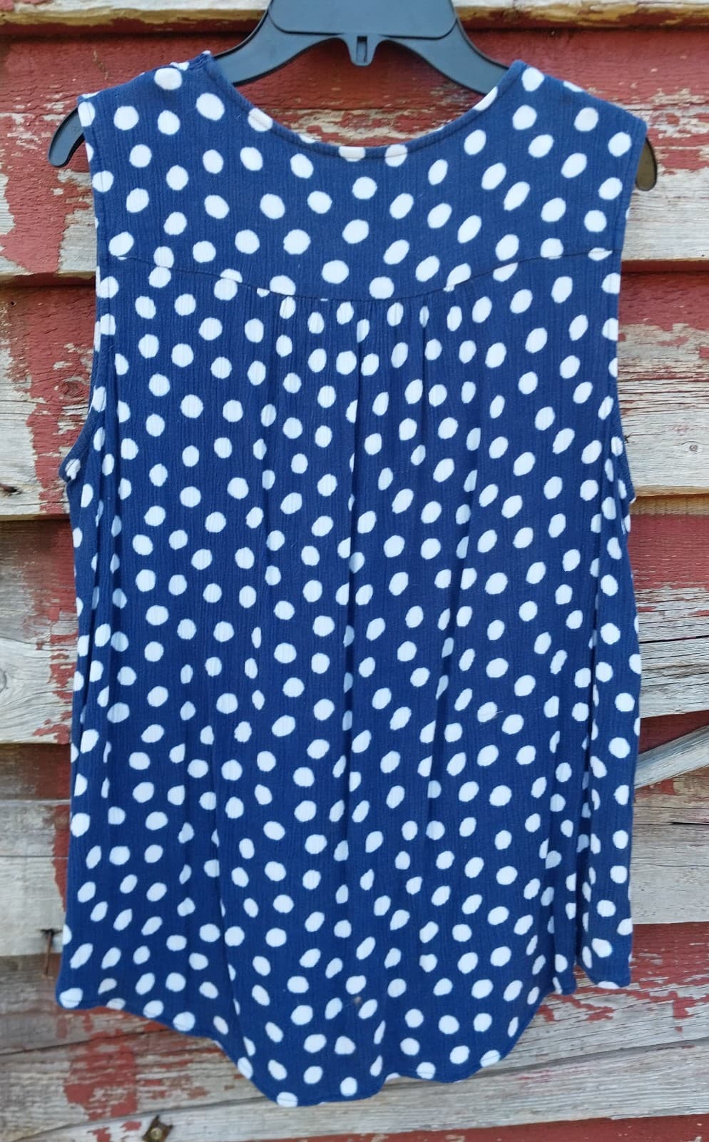 Liz Claiborne Tank Top Navy Blue & White Dot. Size PL - Thumbnail 4