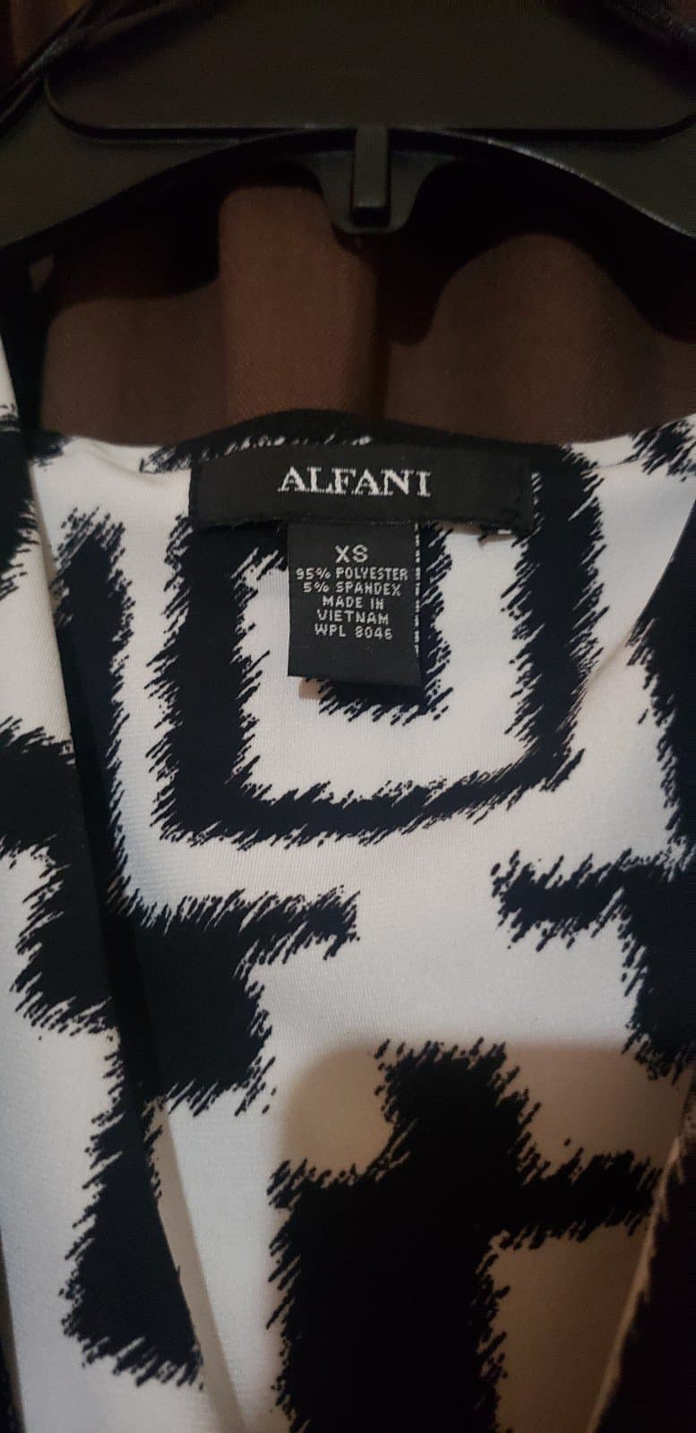 Alfani geometric print black & white tunic top dress, polka dot print details, - Thumbnail 2