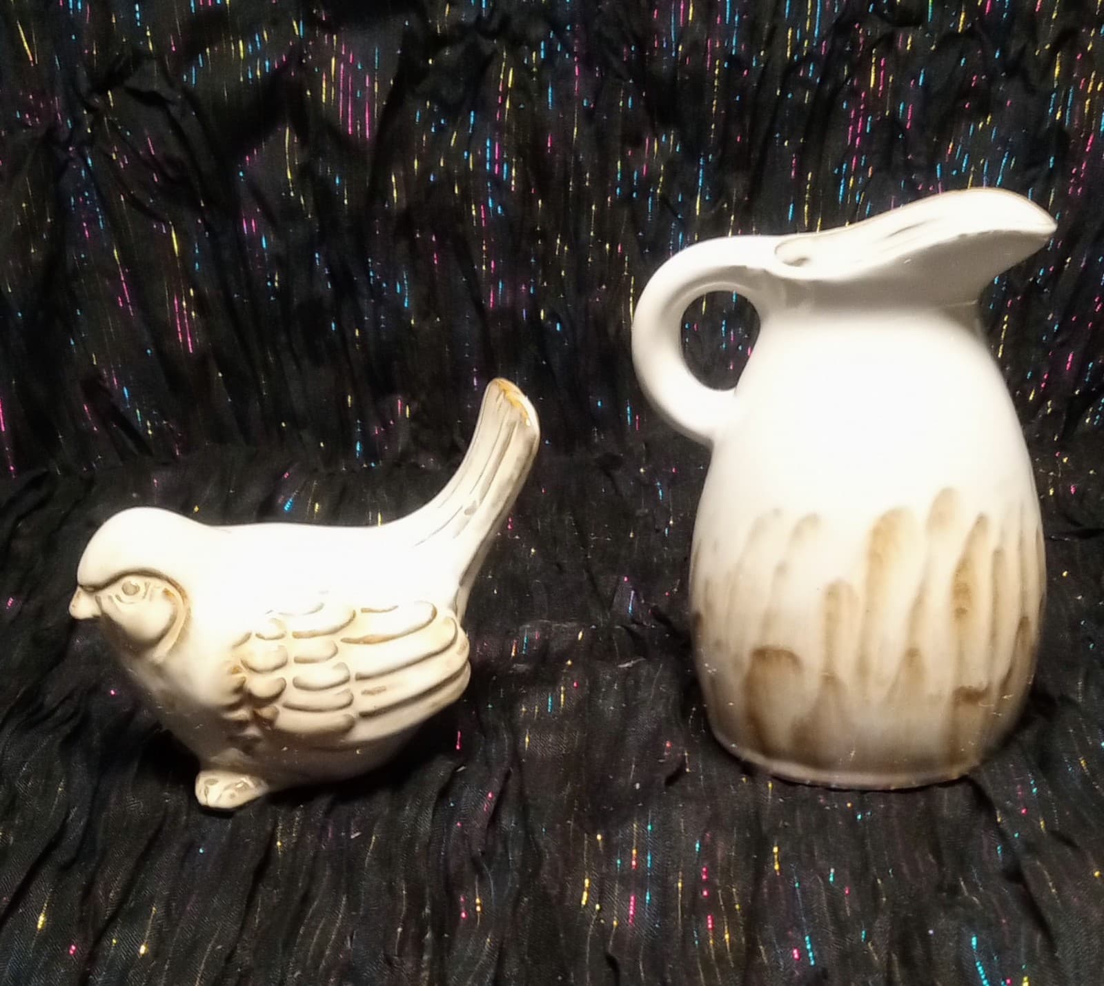 Vintage White And Gold 6" Pitcher & Matching Bird Figurine 4" - Thumbnail 8