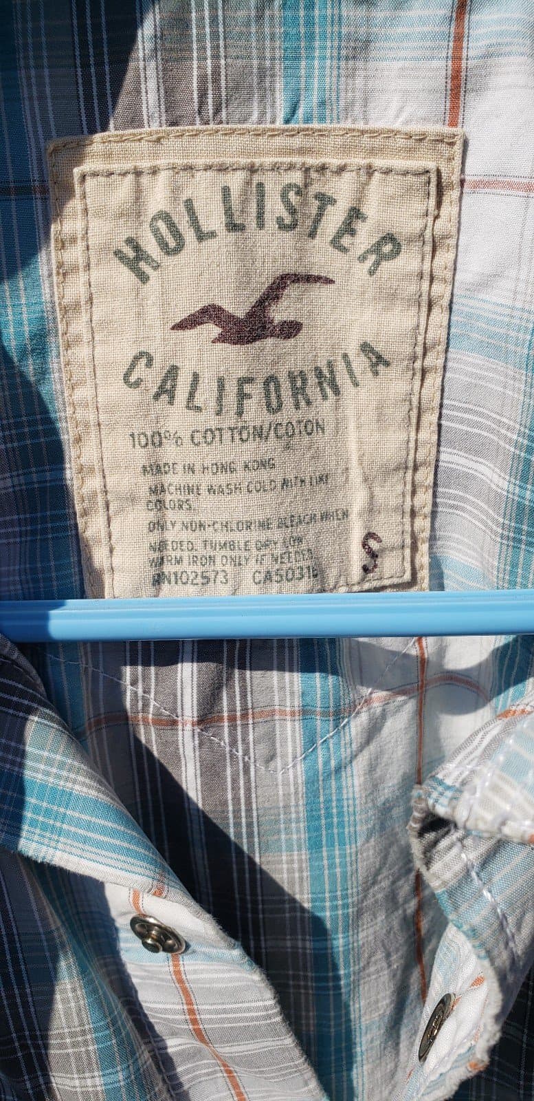 Hollister Button Up Shirt Ladies Medium Blue White Long Sleeve Casual. Small - Thumbnail 3