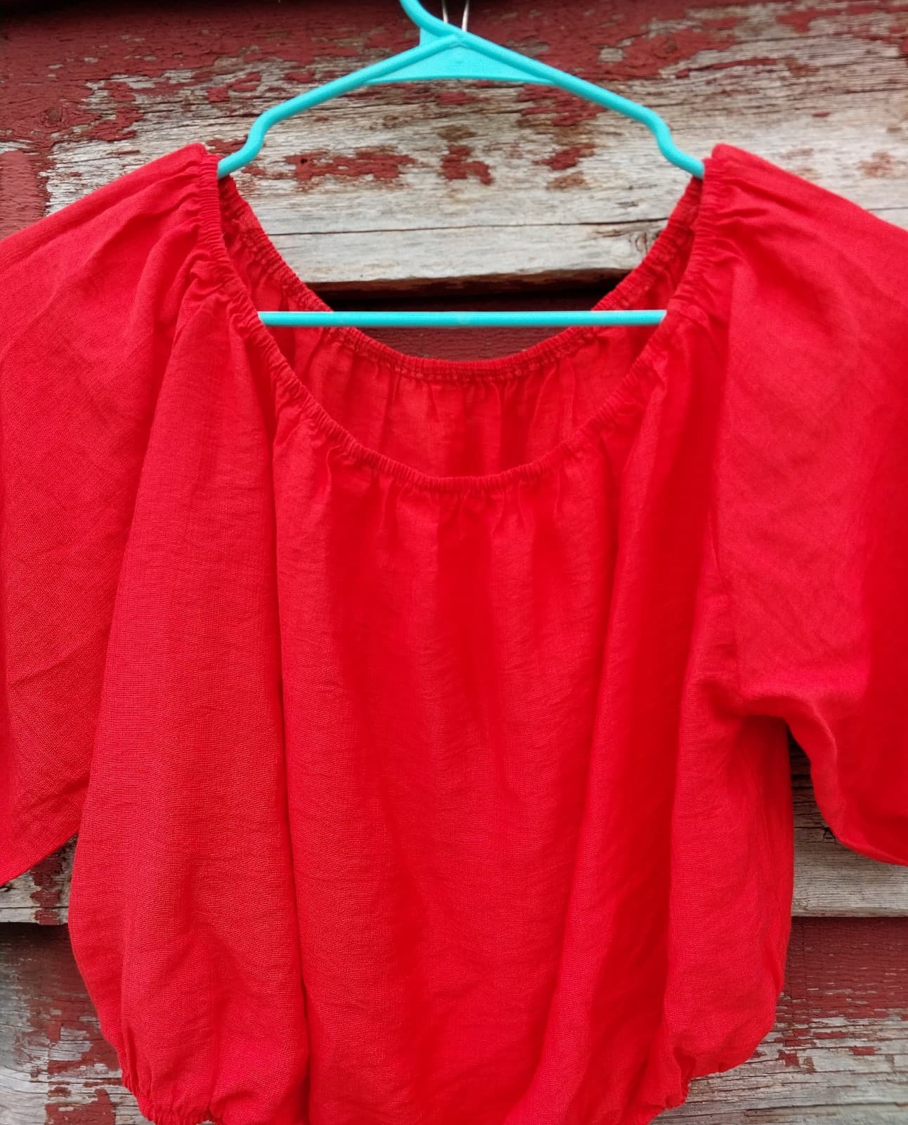 Bright Color Puff Sleeve Off Shoulders Top. Youth Size XL - Thumbnail 2