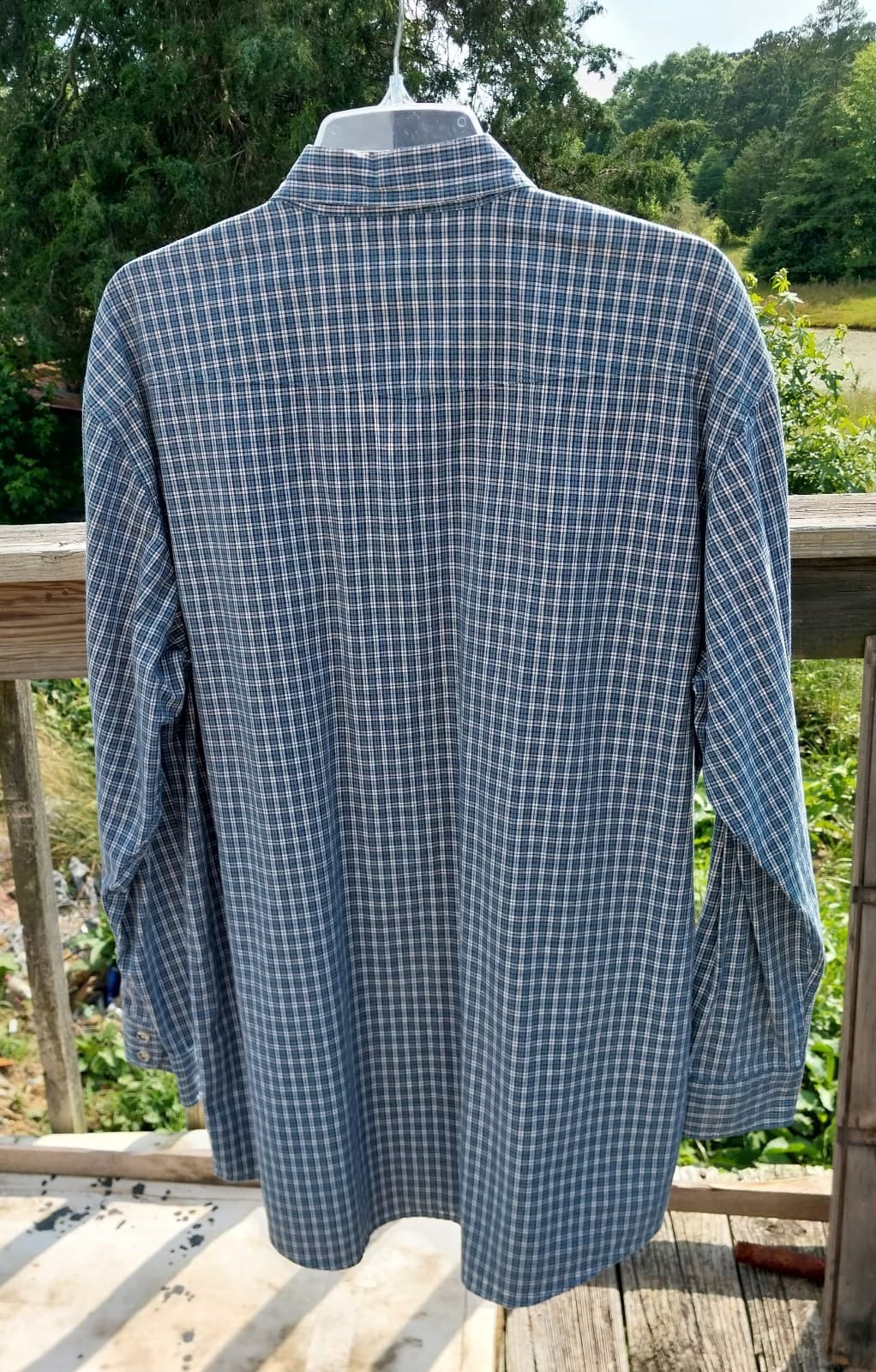 Mossy Oak Mens Blue White Collared LS Big Sky Western Shirt Size Large - Thumbnail 3