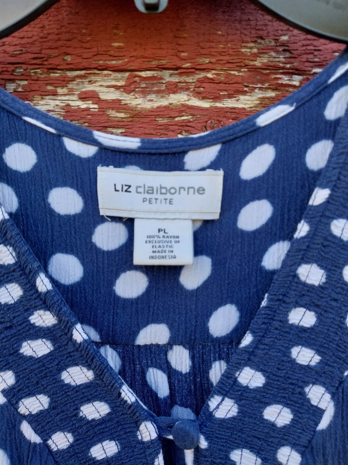 Liz Claiborne Tank Top Navy Blue & White Dot. Size PL - Thumbnail 3