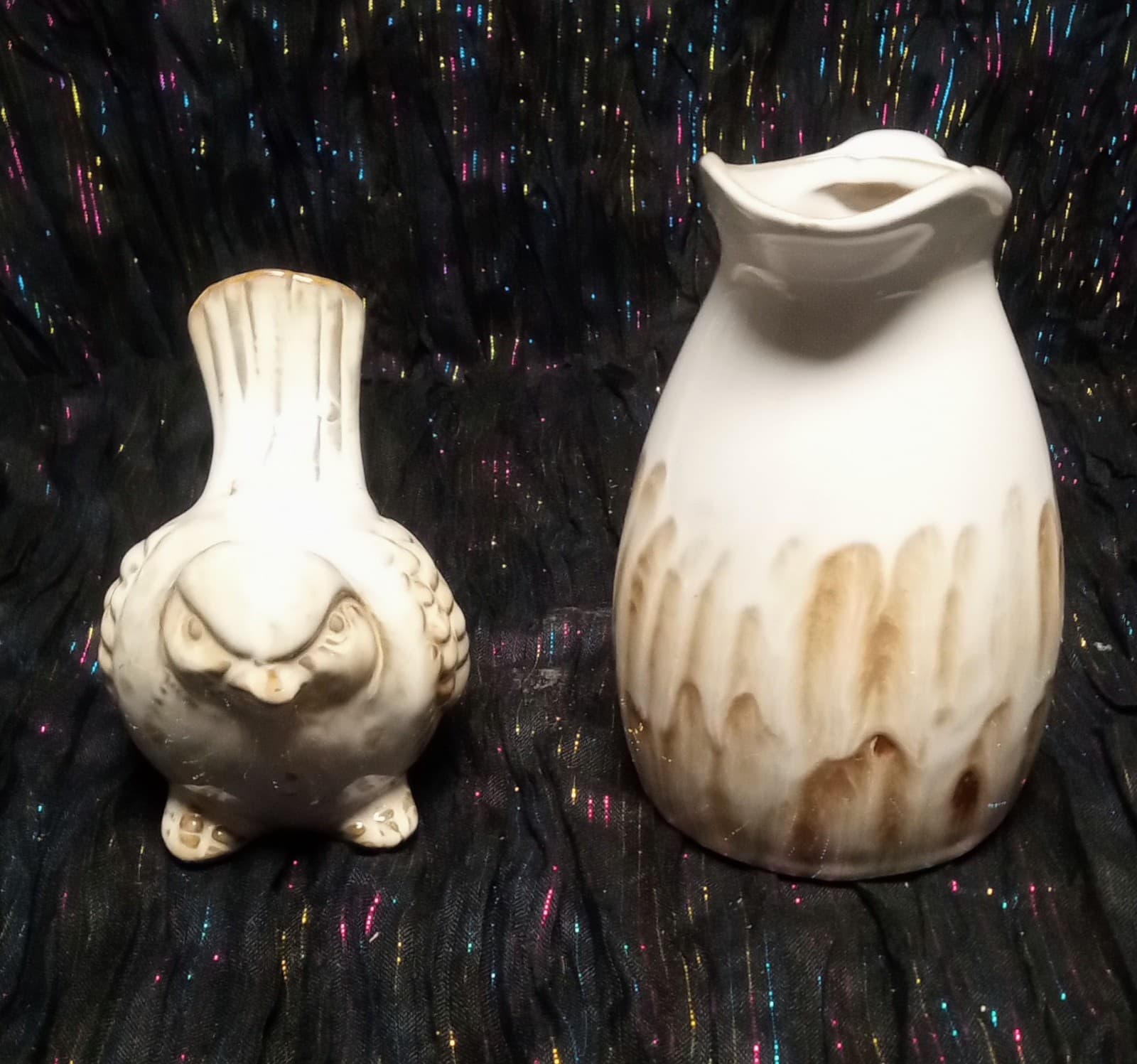 Vintage White And Gold 6" Pitcher & Matching Bird Figurine 4" - Thumbnail 2