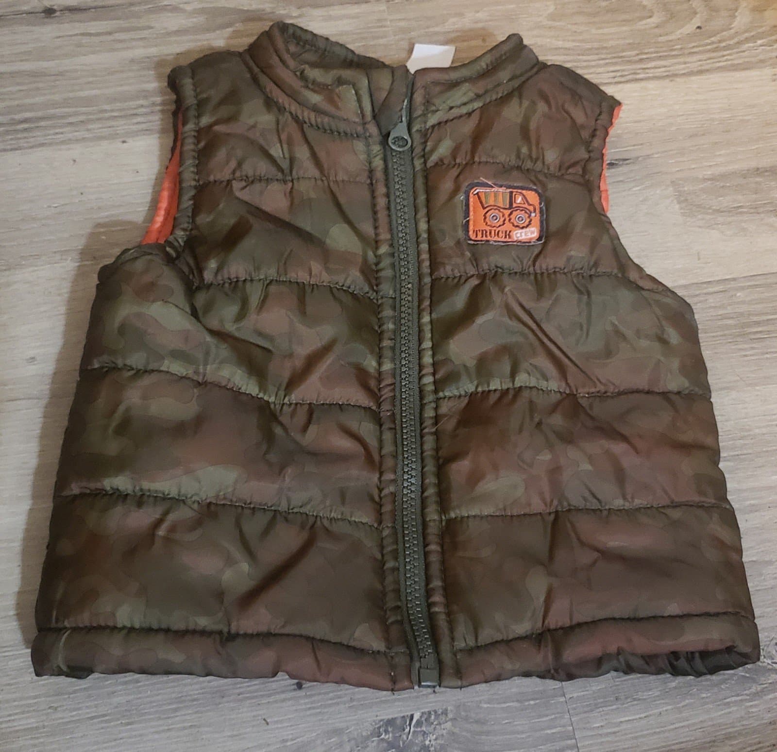 Green Camouflage " TRUCK CREW" Puffy Winter Vest 24 Months - Image 1