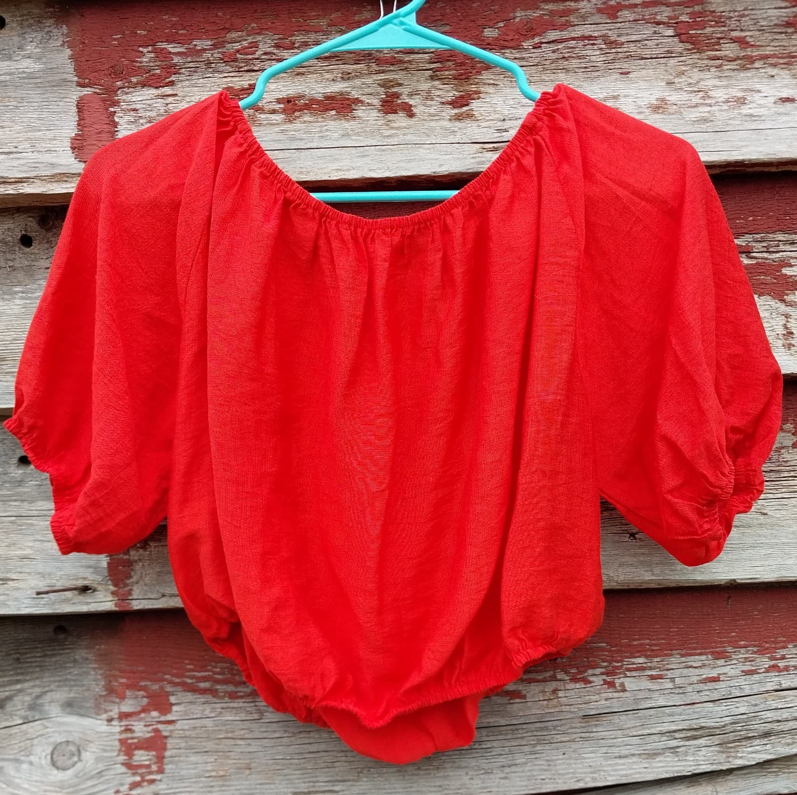 Bright Color Puff Sleeve Off Shoulders Top. Youth Size XL - Thumbnail 4