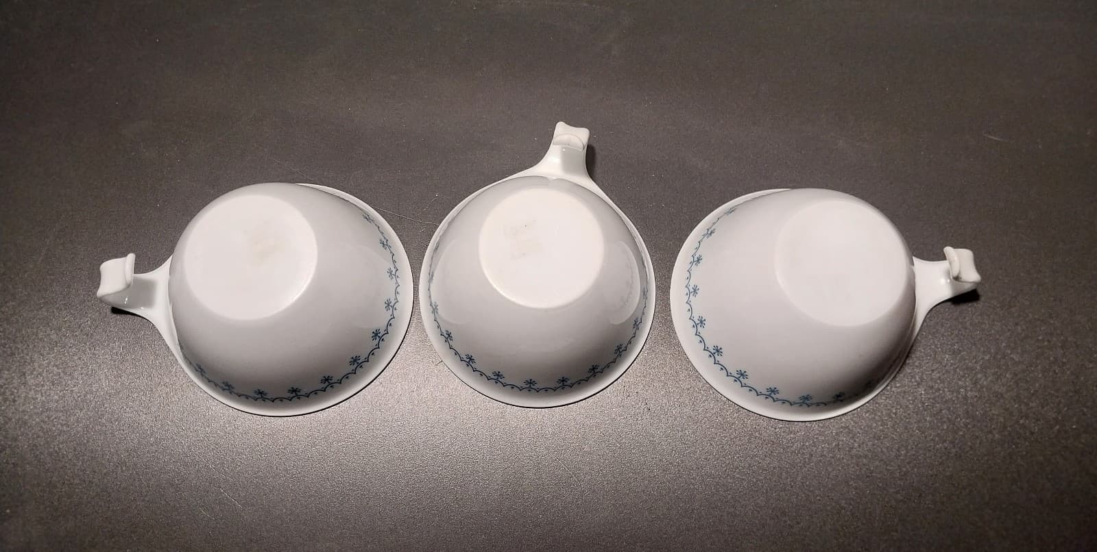 3 CORELLE HOOK HANDLE Finger Mugs "Snowflake Blue" Series - Thumbnail 2