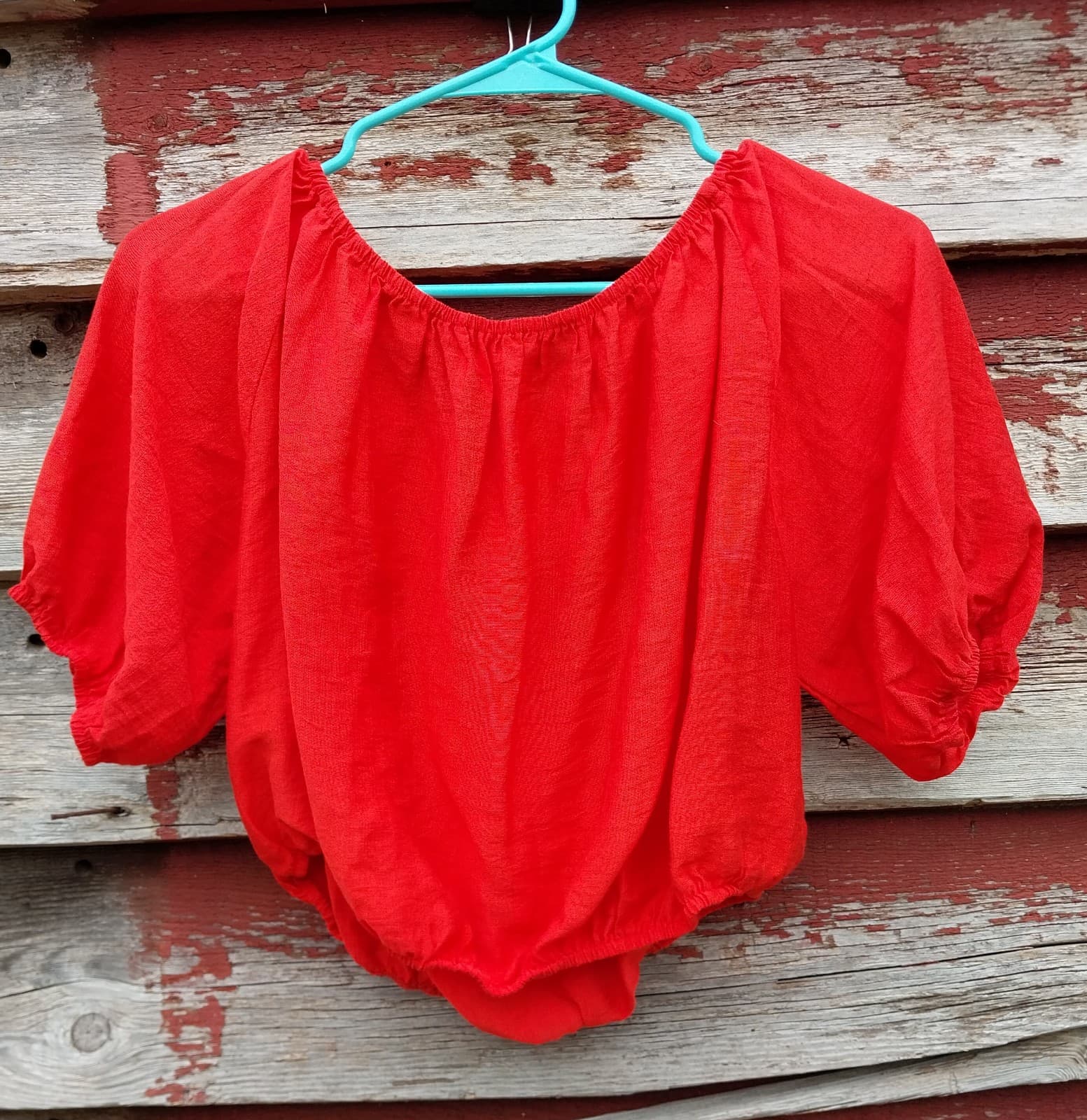 Bright Color Puff Sleeve Off Shoulders Top. Youth Size XL - Thumbnail 3