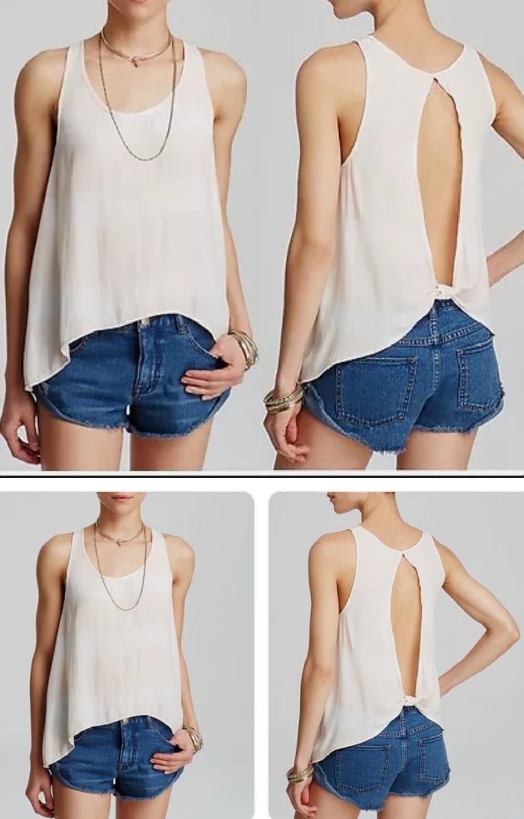 Free People Off White Colored Combo Washed Away Tank Top - Image 1